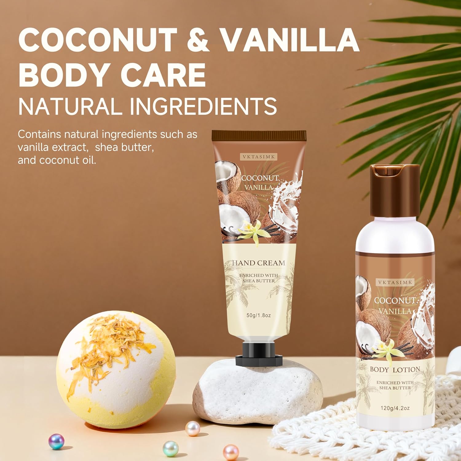 Gifts for Women Happy Birthday Gift Baskets, Bath and Body Gift Set Mothers Day Gifts, Vanilla Coconut Relaxing Home Spa Set Self Care Gift for Mom Sister Her Wife Grandma Girlfriend Friends - Image 4