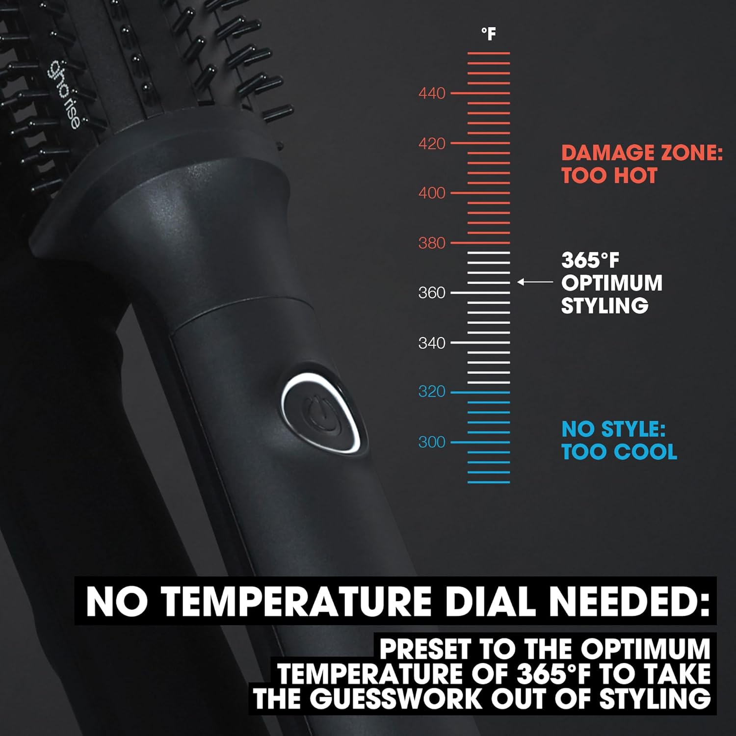 ghd Rise Volumizing Hot Hair Brush - Professional 1.25” Hot Brush for Dry Hair with Maximum Root Lift, 2x Volume, 365ºF Safe Styling Temperature Technology and Auto Sleep Mode - Black - Image 3
