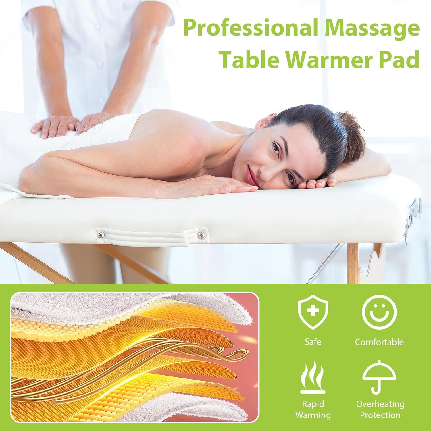 Massage Table Warmer Heating Pad Professional SPA Massage Bed Warmer with Timer, 9 Heat Setting, Overheat Protection for Massage Bed & Spa, Thickened & Soft Fleece, 30" x 71" - Image 3