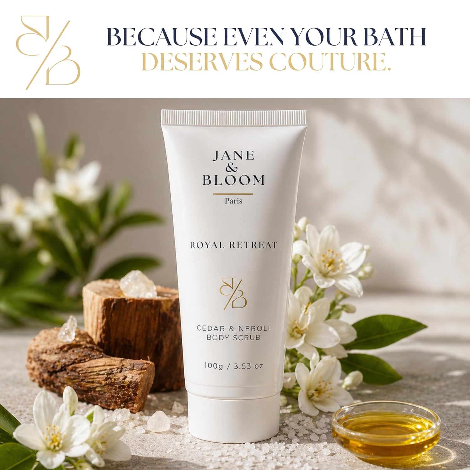 Royal Retreat Luxury Spa Gift Box for Women, Cedar & Neroli Bath and Body Gift Set, Relaxing Home Spa Kit with Bath Salt, Body Scrub, Body Oil, Hand Cream, Eye Mask, Mothers Day Gifts - Image 5