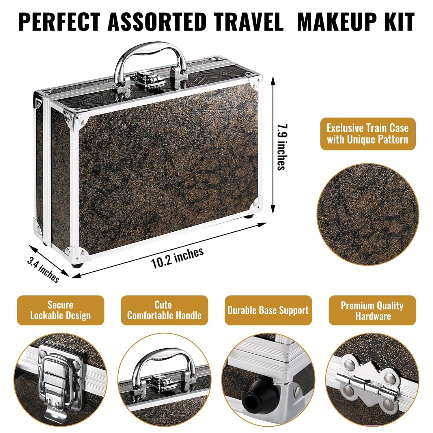 Makeup Kit for Teen Girls & Women Full Kit, Beauty Train Case with Starter Cosmetics Set, Make Up Valentine's Gift Box with Eyeshadow,Lipgloss,Highlight,Blush,Lip&Eye Pen,Brush & More(GoldenBrown) - Image 5