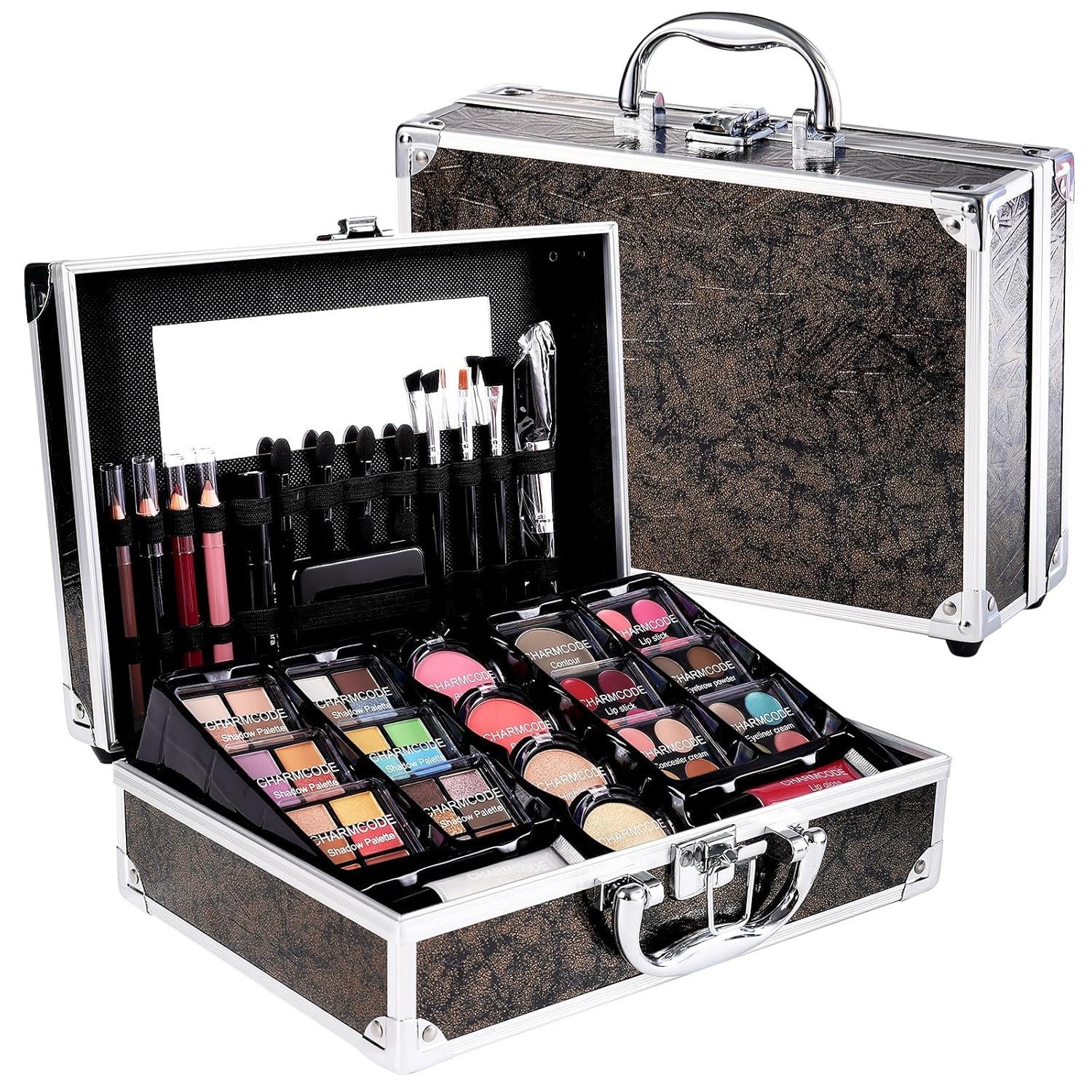 Makeup Kit for Teen Girls & Women Full Kit, Beauty Train Case with Starter Cosmetics Set, Make Up Valentine's Gift Box with Eyeshadow,Lipgloss,Highlight,Blush,Lip&Eye Pen,Brush & More(GoldenBrown) - Image 8