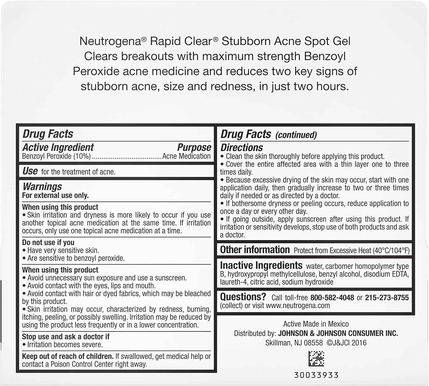 Neutrogena Rapid Clear Stubborn Acne Spot Treatment Gel, Maximum Strength 10% Benzoyl Per-oxide Treatment Medication for Acne Prone Skin, Pimple Cream Reduces Size & Redness, 1 oz - Image 10