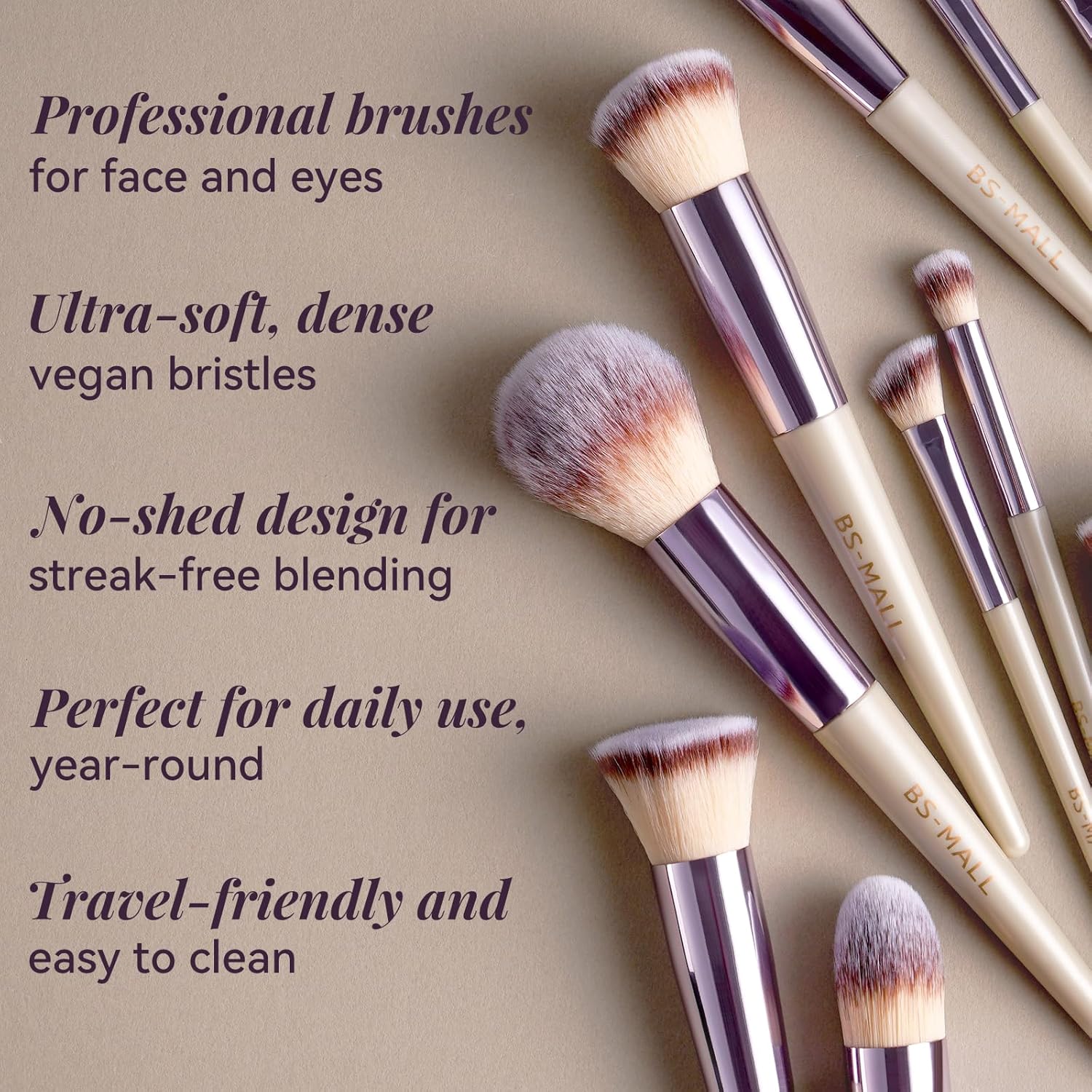 BS-MALL Makeup Brush Set 18 Pcs Professional Foundation Powder Concealers Eyeshadow Blush Synthetic Makeup Brushes with Labeled instruction Black Case Upgraded Version - Image 5