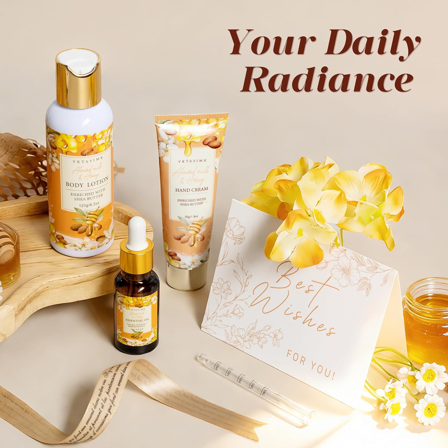 Birthday Gifts for Women, Almond Milk & Honey Relaxing Spa Gift Baskets for Women, Self Care Gifts Home Bath and Body Gifts Set for Mom, Girlfriend, Sister, Female Friends, Coworker - Image 5