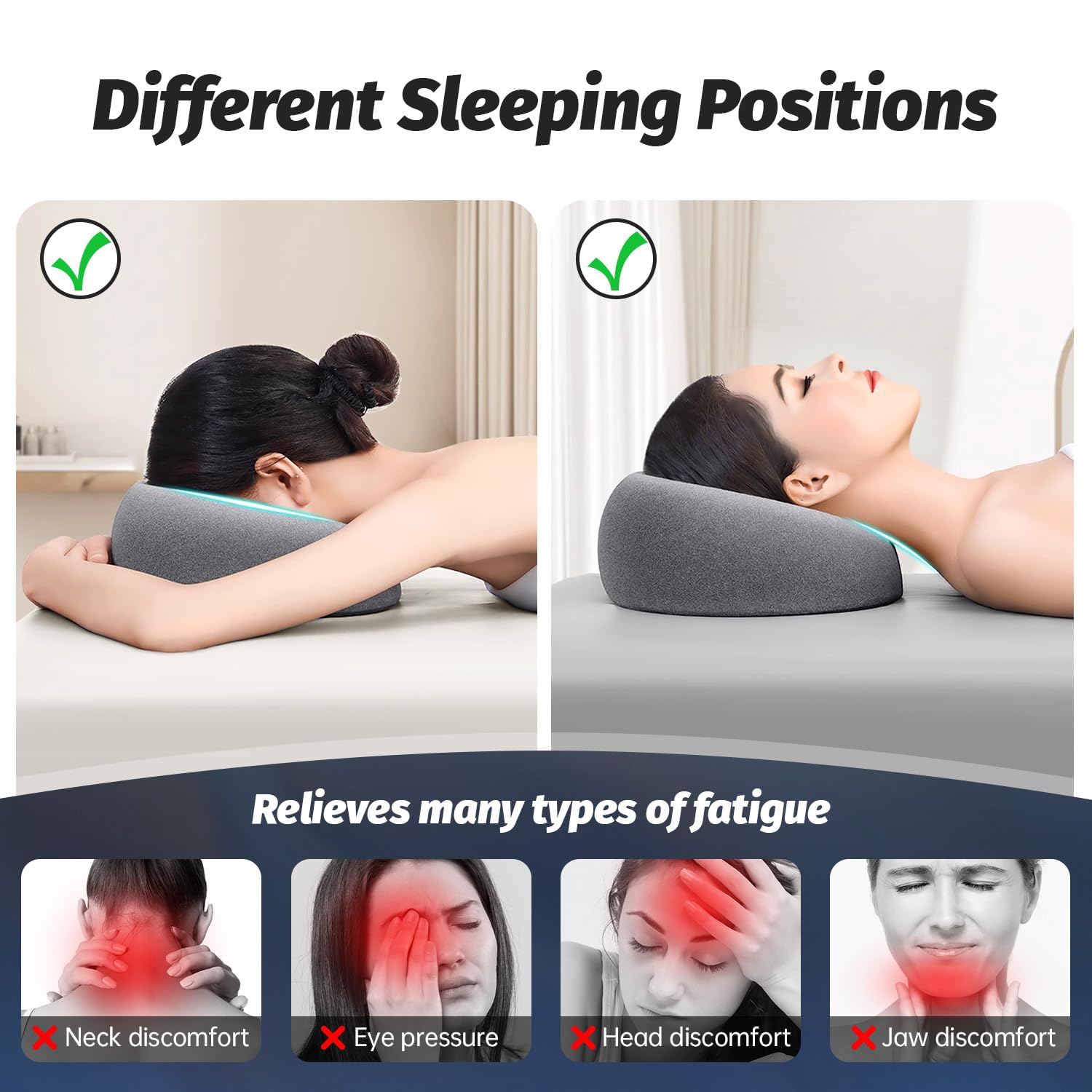 xiaomubiao Face Down Pillows for Massage Table, Massage Headrest for Bed, Face Pillow for Stomach Sleeping, BBL Pillow After Surgery Post Eye Surgery & Vitrectomy Recovery, Removable Cover Grey - Image 3