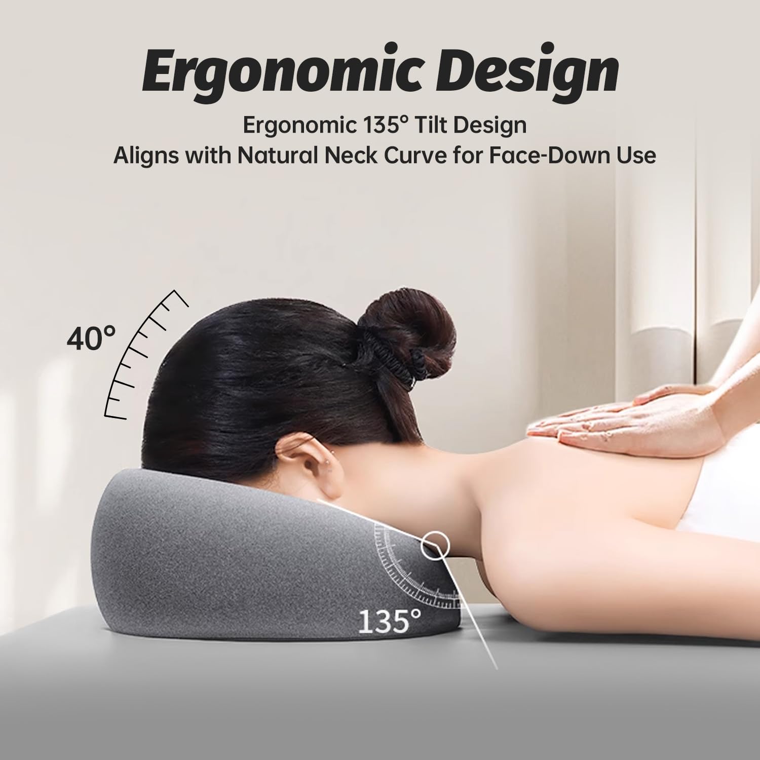 xiaomubiao Face Down Pillows for Massage Table, Massage Headrest for Bed, Face Pillow for Stomach Sleeping, BBL Pillow After Surgery Post Eye Surgery & Vitrectomy Recovery, Removable Cover Grey - Image 4
