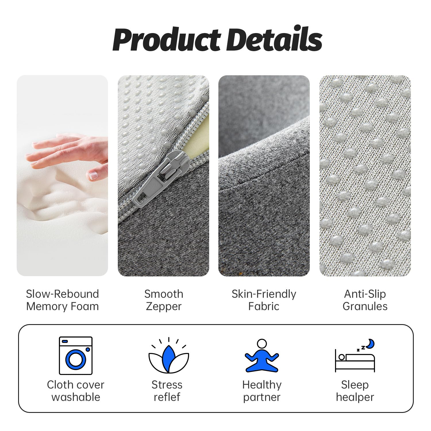 xiaomubiao Face Down Pillows for Massage Table, Massage Headrest for Bed, Face Pillow for Stomach Sleeping, BBL Pillow After Surgery Post Eye Surgery & Vitrectomy Recovery, Removable Cover Grey - Image 8
