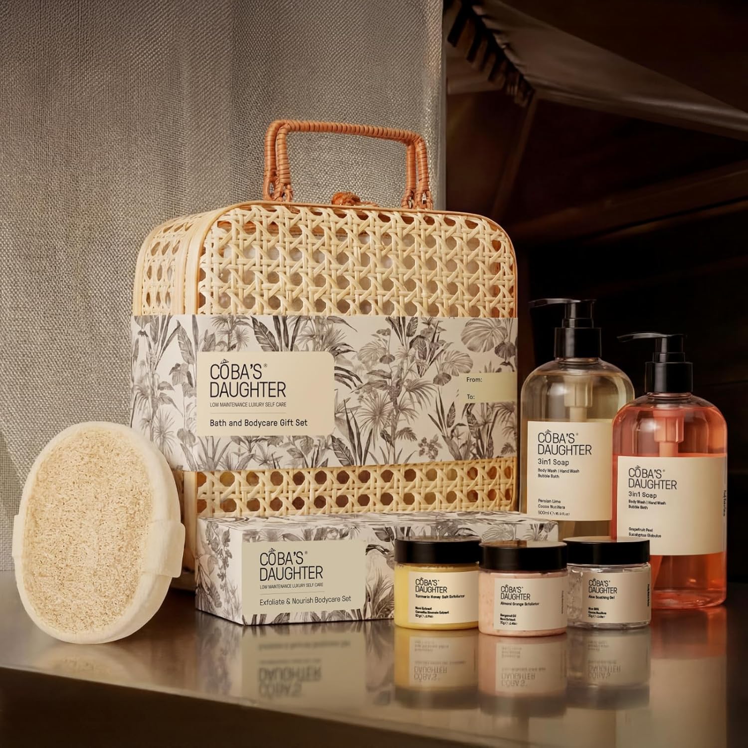 COBA’S DAUGHTER Luxury Spa Gift Set – 7-Piece Bath & Body Set with Rattan Case, Body Wash, Bubble Bath & Scrub – Premium Holiday, Birthday, Mother's Day, Housewarming, Bridal Shower & Self-Care Gift - Image 5