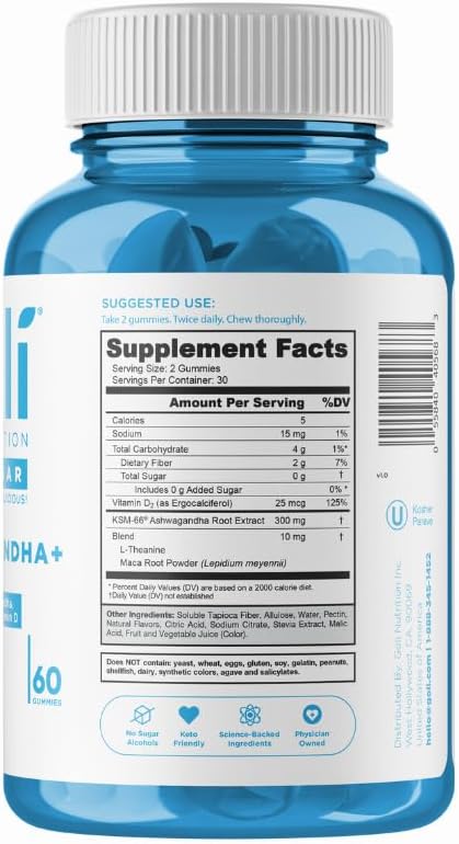 Goli Zero Sugar Ashwagandha Gummies with KSM-66, L-Theanine, Maca and Vitamin D - No Sugar Alcohols - Vegan, Keto-Friendly, Non-GMO - Image 4