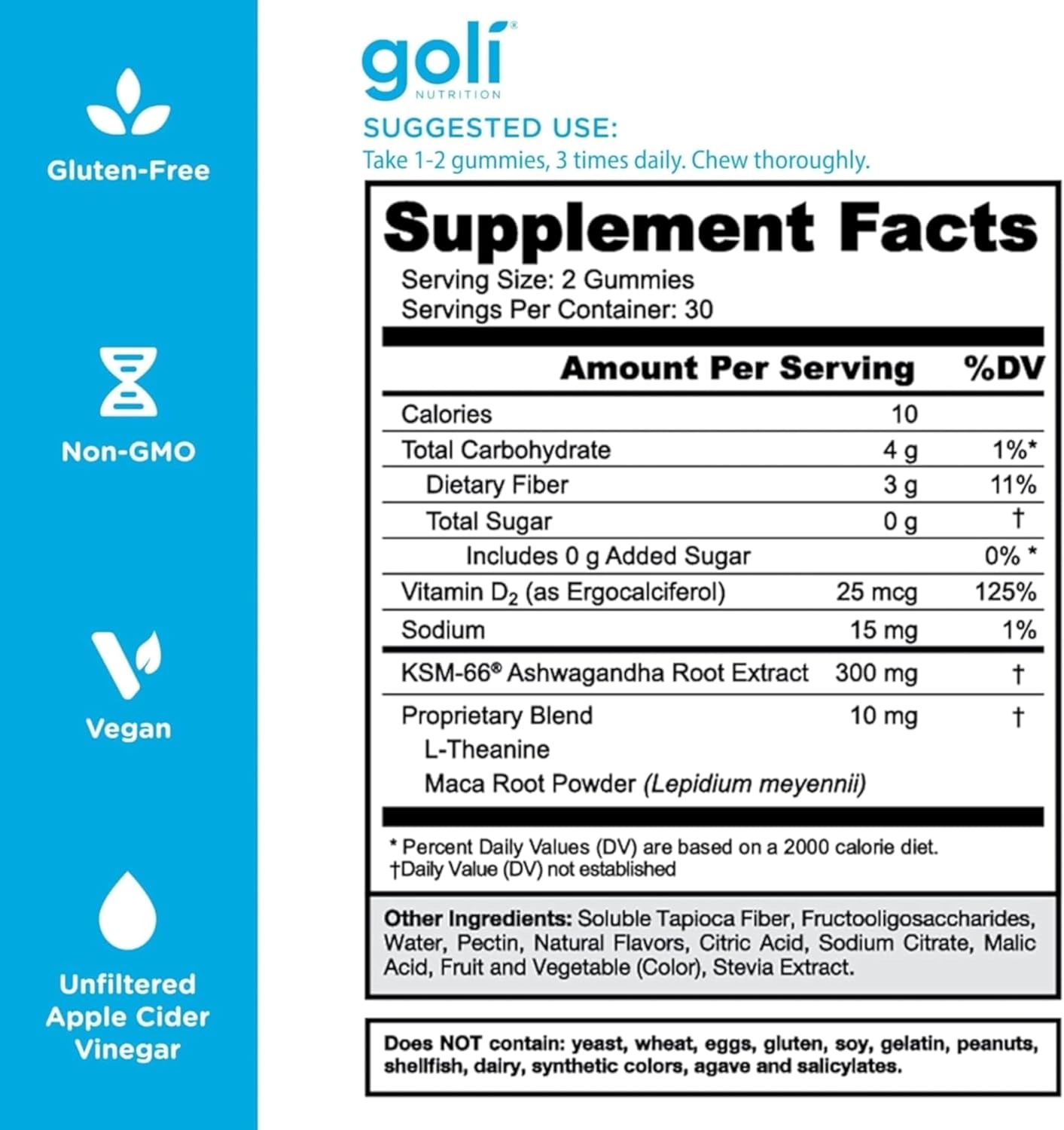Goli Zero Sugar Ashwagandha Gummies with KSM-66, L-Theanine, Maca and Vitamin D - No Sugar Alcohols - Vegan, Keto-Friendly, Non-GMO - Image 5