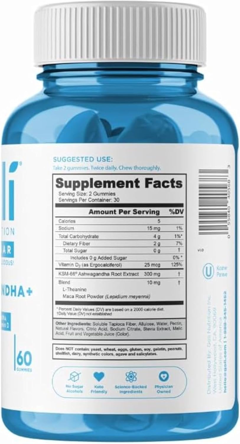 Goli Zero Sugar Ashwagandha Gummies with KSM-66, L-Theanine, Maca and Vitamin D - No Sugar Alcohols - Vegan, Keto-Friendly, Non-GMO - Image 6