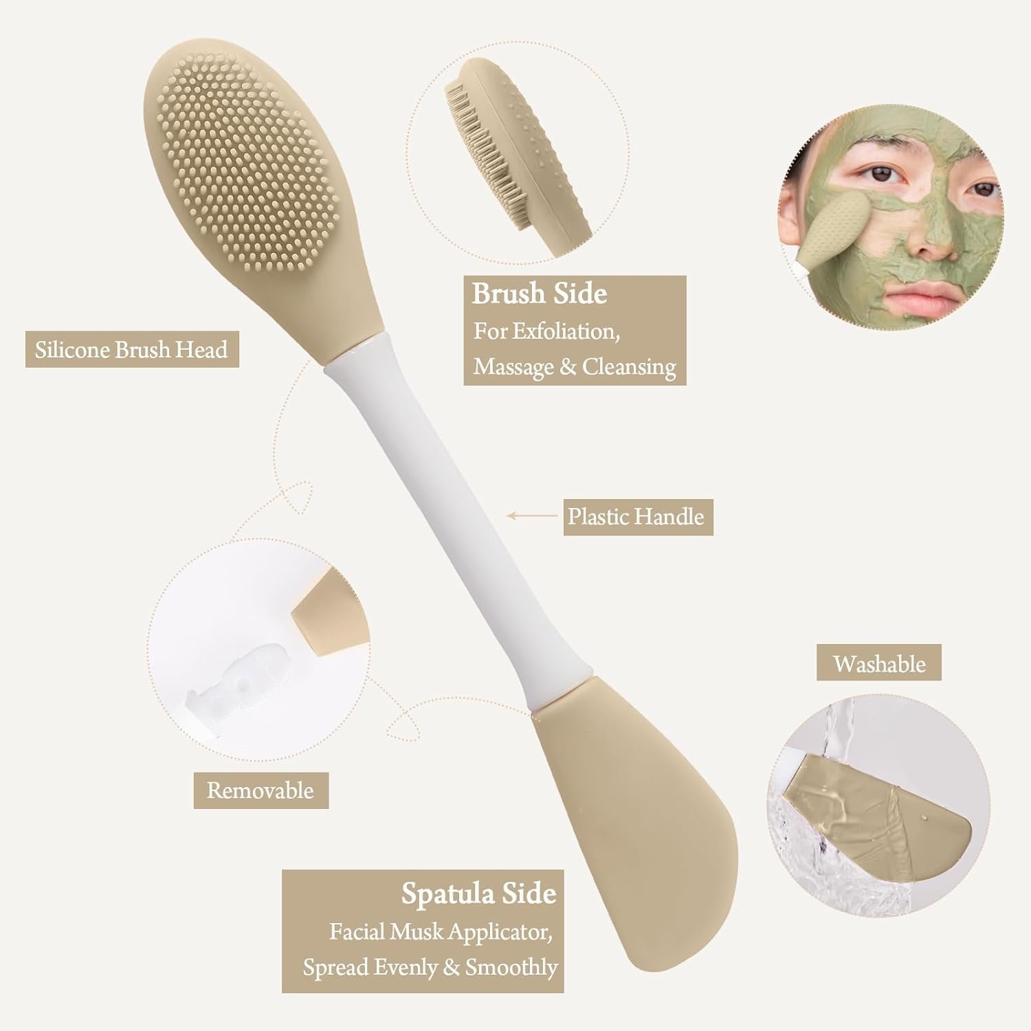 Real Perfection Gua Sha Facial Tools Face Roller for Wrinkles Jade Roller and Gua Sha Set, Scrubber Pore Brush Headband Skin Care Tools for Travel Skincare Routine Massaging Reducing Puffiness - Green - Image 5