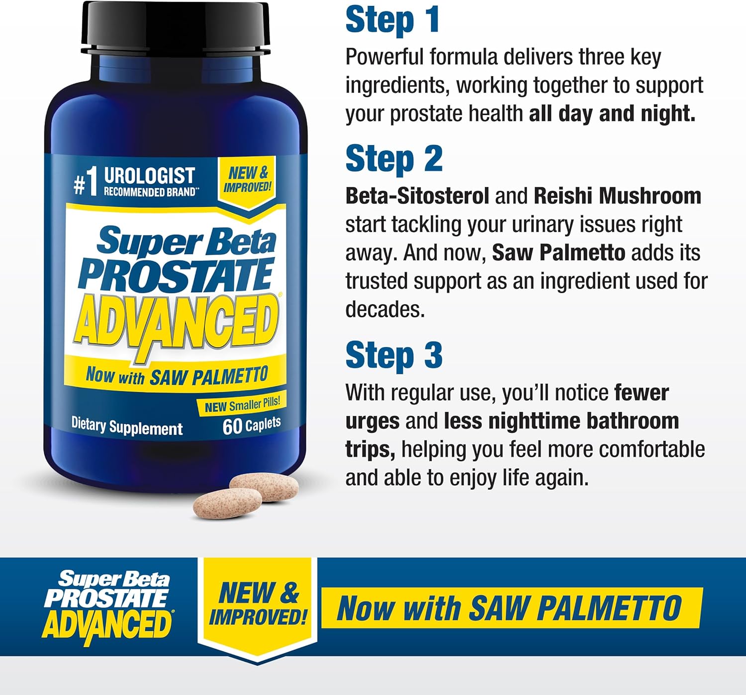 SUPER BETA PROSTATE Advanced with Saw Palmetto - Prostate Health Supplements for Men, Bladder & Urinary Support with Beta-sitosterol, Reishi, Saw Palmetto, Vitamin D, Zinc Oxide, Selenium - 180 Count - Image 6