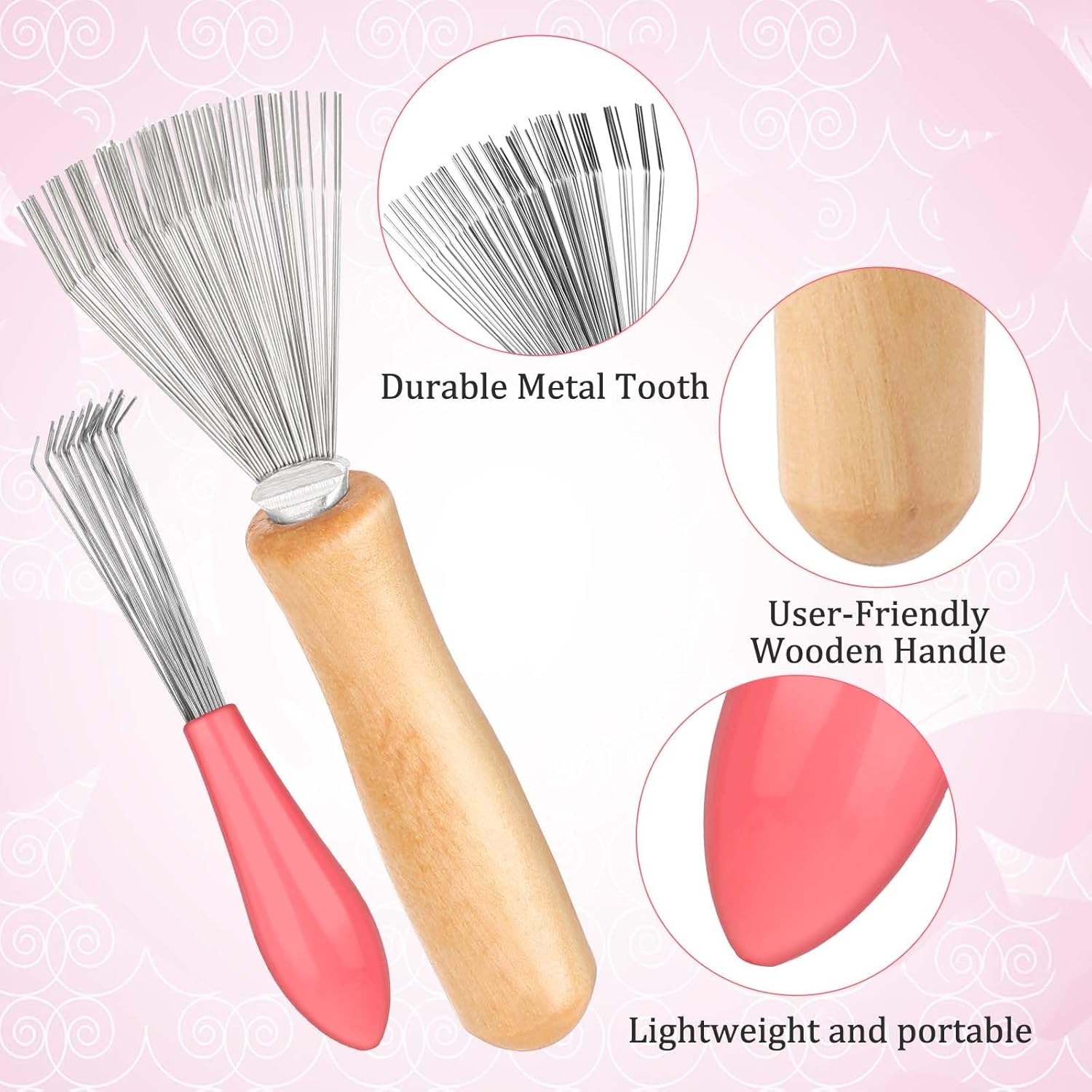 Hairbrush Cleaner Tool Set, 4 PCS Hair Brush Cleaner Rake Comb Cleaning Brush Mini Comb Cleaner Hairstylist Essentials Embedded Tool for Home and Salon Use Removing Hair Dust (4 Style) - Image 3
