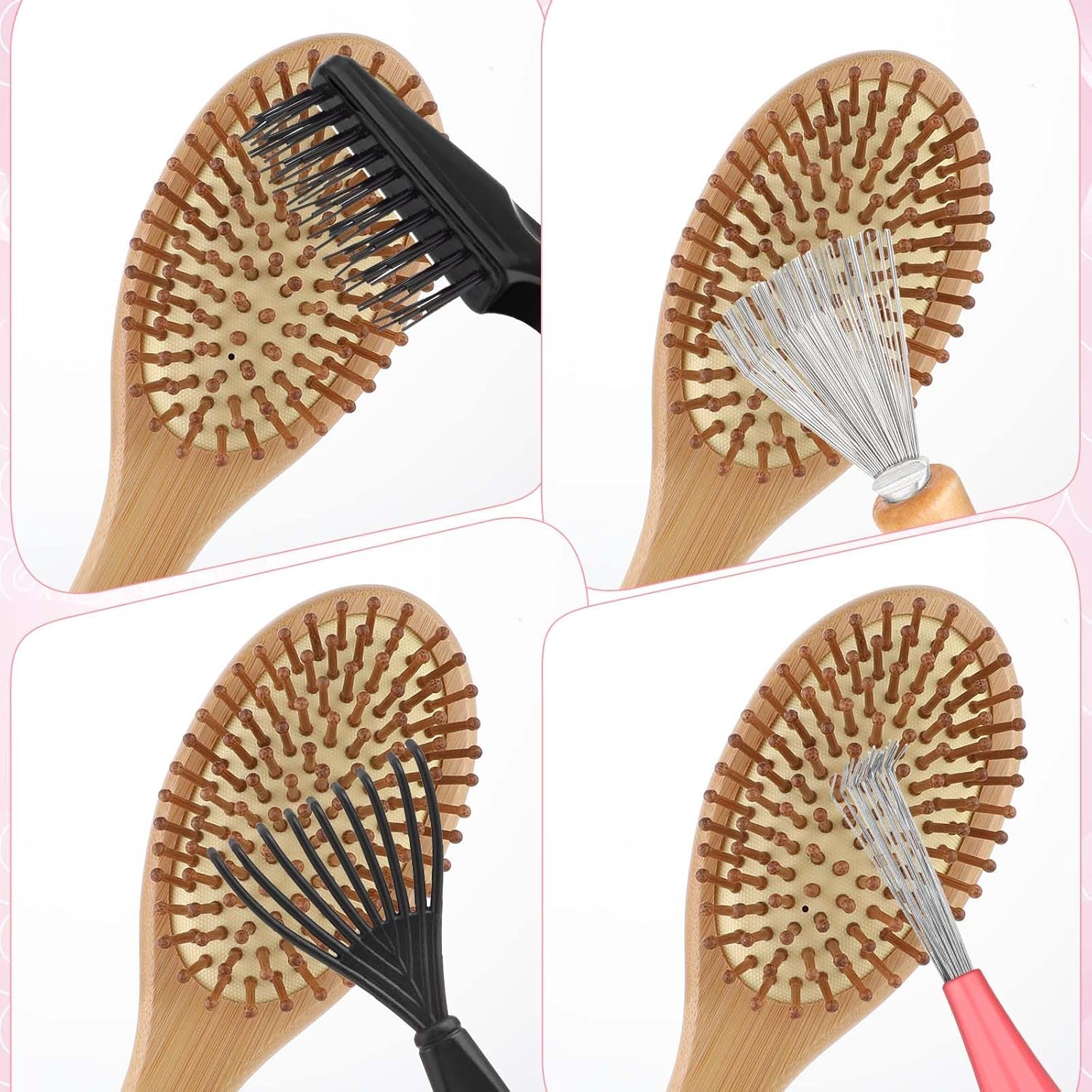 Hairbrush Cleaner Tool Set, 4 PCS Hair Brush Cleaner Rake Comb Cleaning Brush Mini Comb Cleaner Hairstylist Essentials Embedded Tool for Home and Salon Use Removing Hair Dust (4 Style) - Image 5