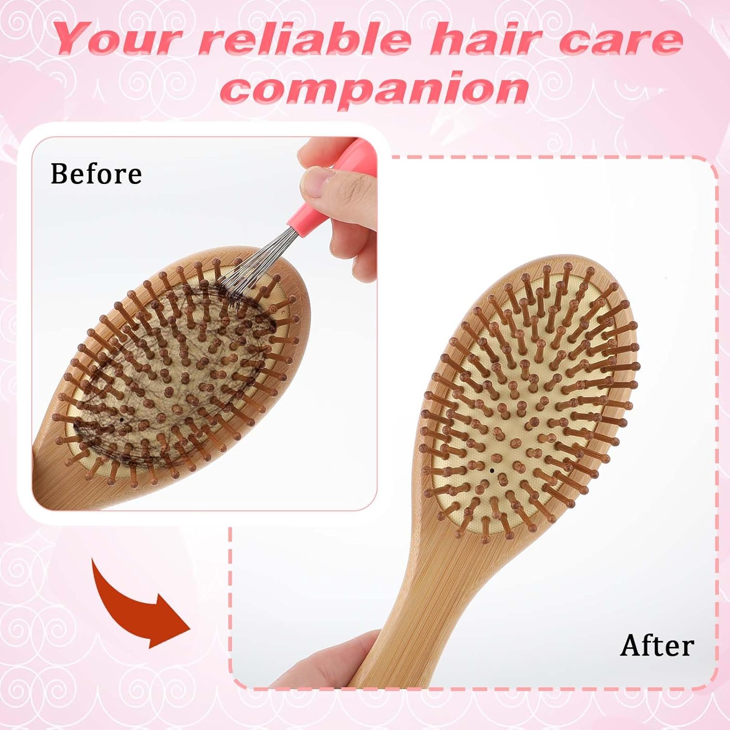 Hairbrush Cleaner Tool Set, 4 PCS Hair Brush Cleaner Rake Comb Cleaning Brush Mini Comb Cleaner Hairstylist Essentials Embedded Tool for Home and Salon Use Removing Hair Dust (4 Style) - Image 6