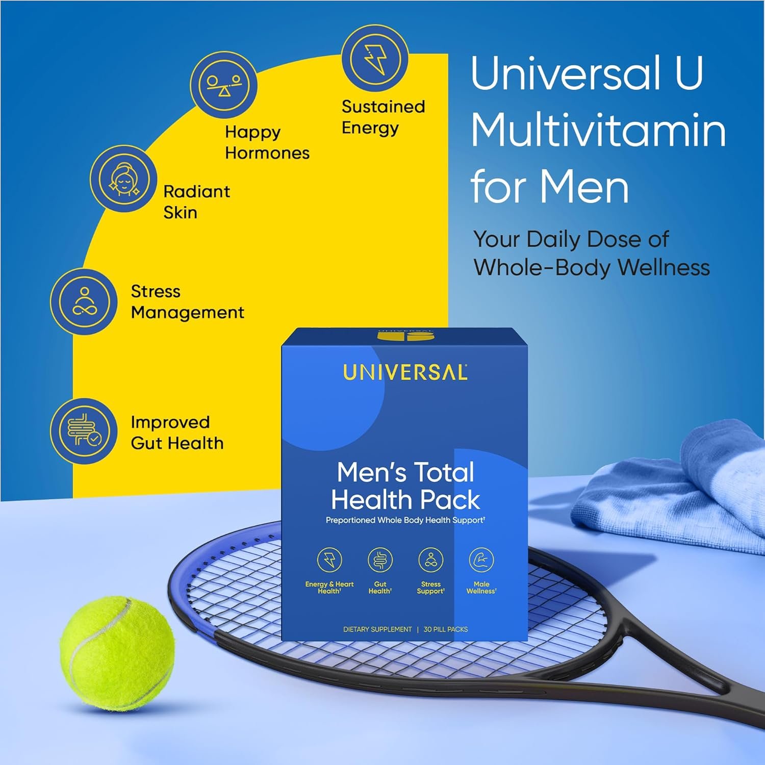 Men's Total Health Daily Vitamin Packs - 22 Essential Minerals & Vitamins for Men, All-in-One Multivitamin Supplement for Energy, Stress Support, Heart, Gut Health with Krill Oil, Adaptogens - 30 Pack - Image 3