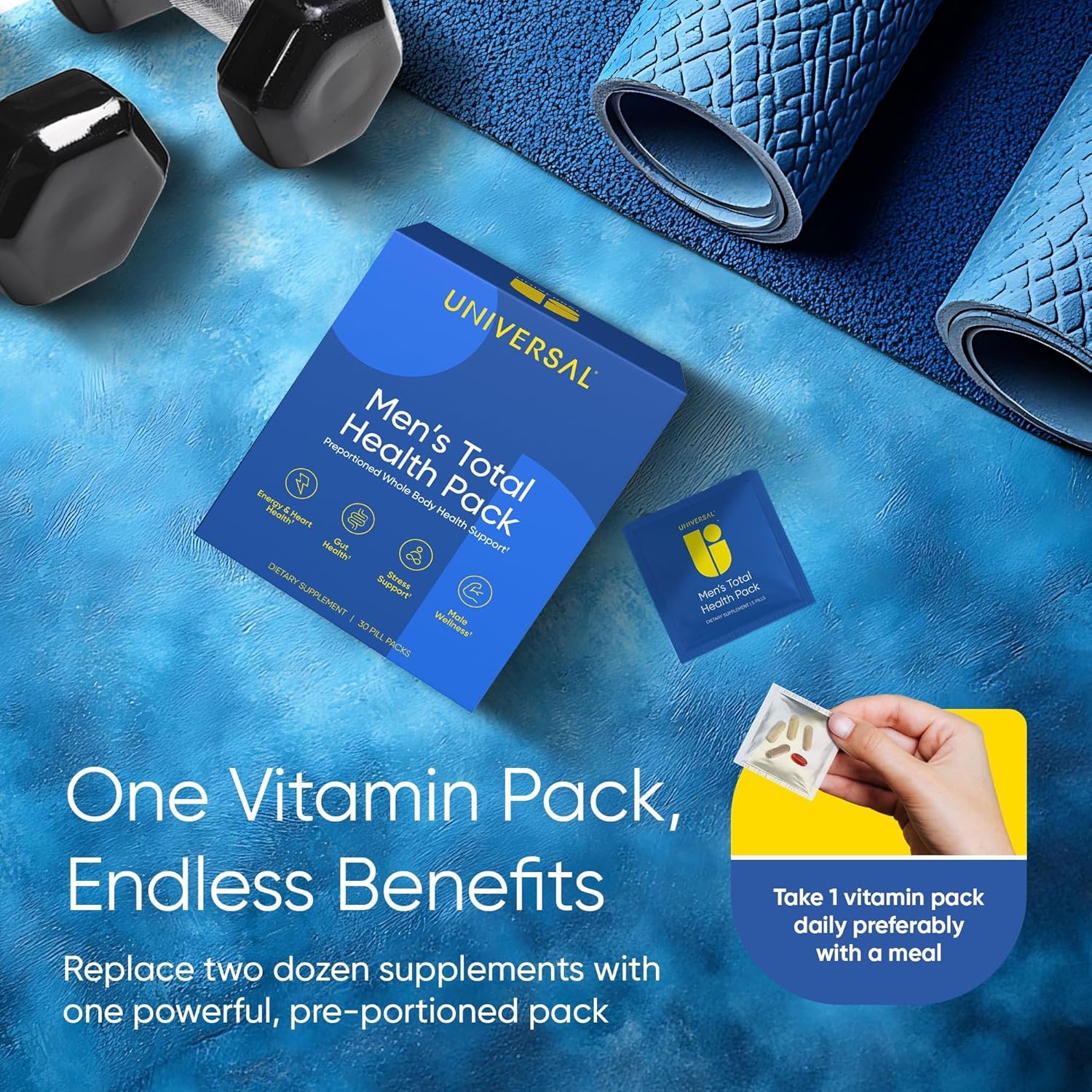Men's Total Health Daily Vitamin Packs - 22 Essential Minerals & Vitamins for Men, All-in-One Multivitamin Supplement for Energy, Stress Support, Heart, Gut Health with Krill Oil, Adaptogens - 30 Pack - Image 5
