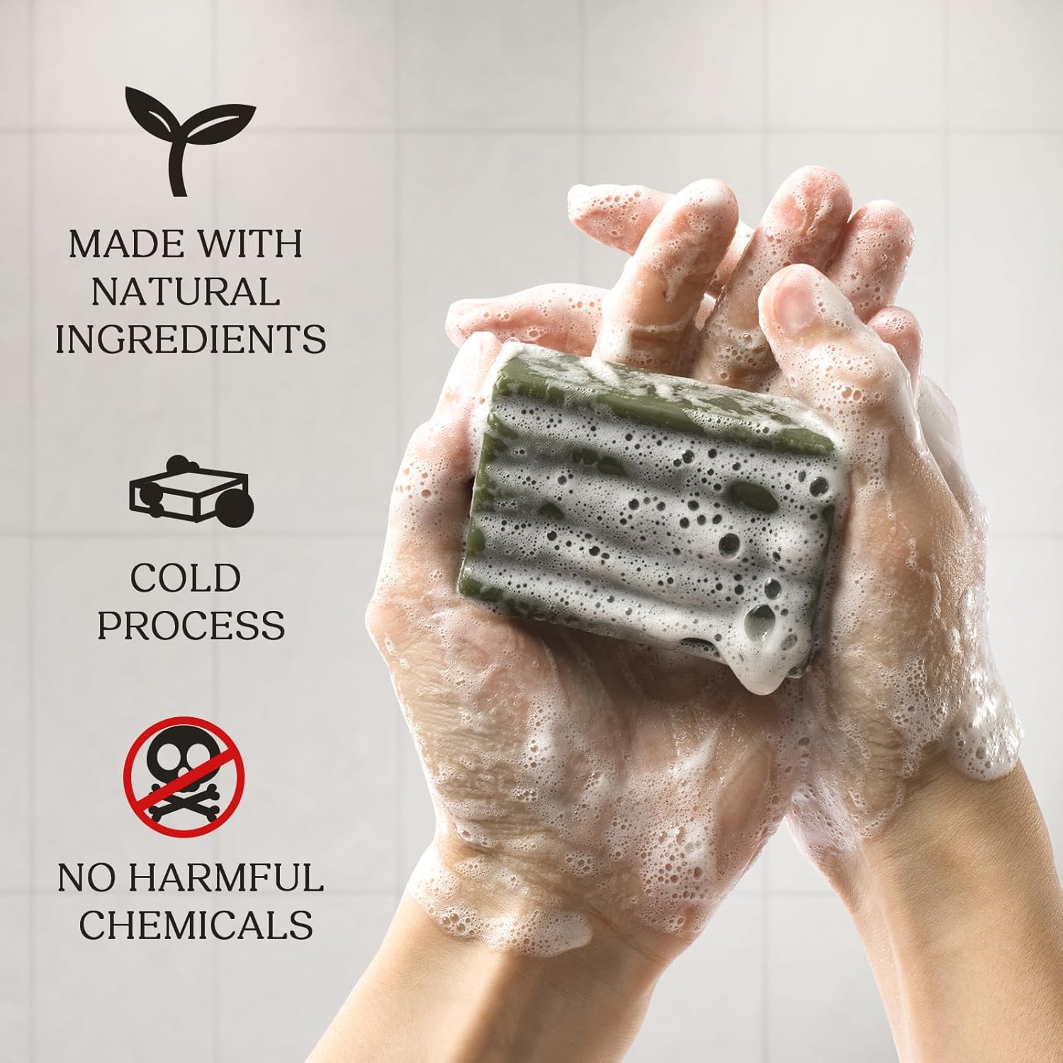 Natural Soap Bar – Handmade Soap with Foaming Pouch, Face & Body Wash, Moisturizing & Cleansing with Tea Tree & Coconut Oil, Shea Butter, Jojoba & Honey, Gift for Men & Women, 4 Pack 16.8 Oz - Image 2