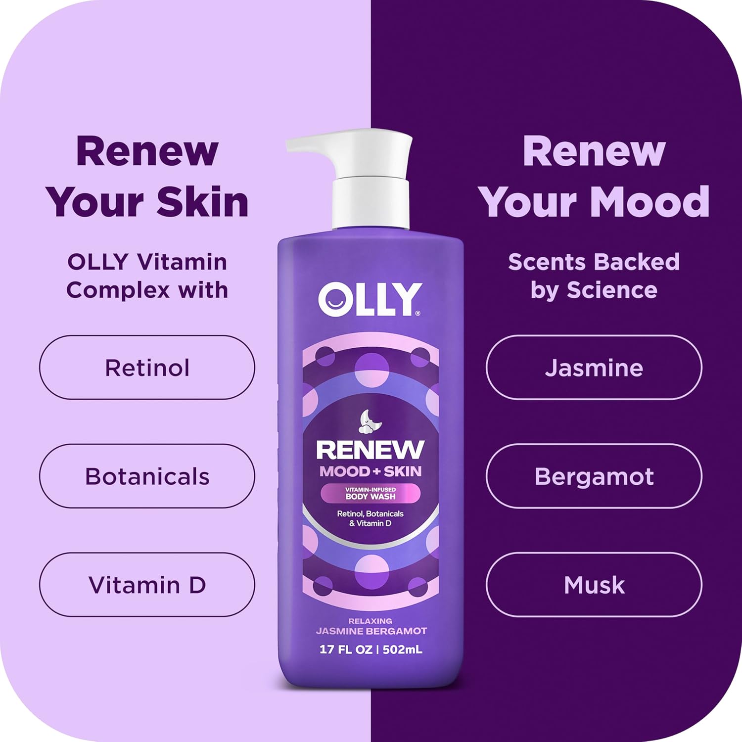 OLLY Body Wash Mixed Pack 4 Count to Restore Skin barrier & Hydrate skin 3 oz - Image 3