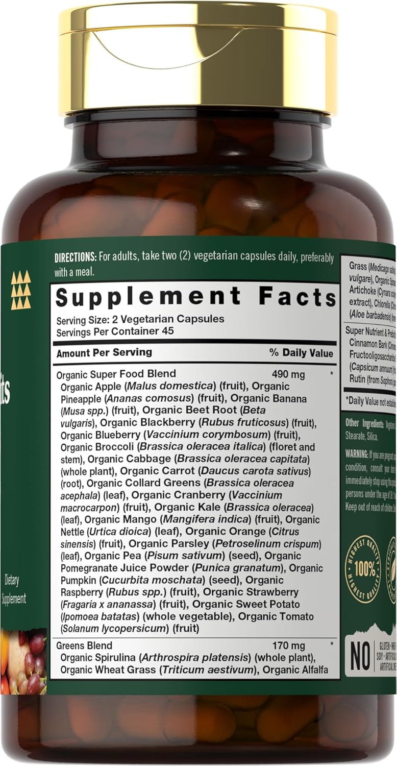Tahoe Nutritionals Super Fruits and Veggies Capsules | 90 Count | Vegetarian, Non-GMO and Gluten Free Supplement - Image 2