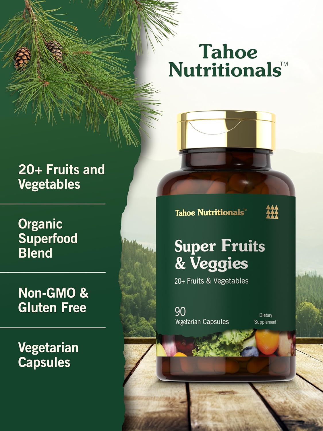Tahoe Nutritionals Super Fruits and Veggies Capsules | 90 Count | Vegetarian, Non-GMO and Gluten Free Supplement - Image 4
