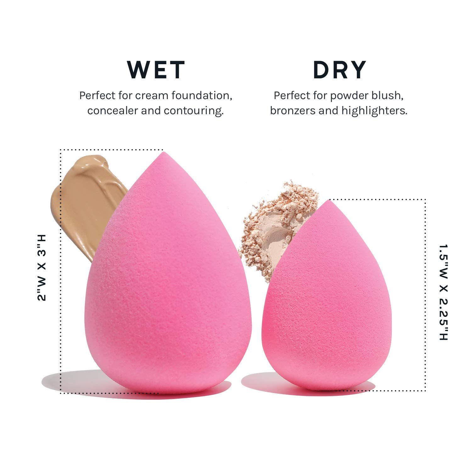 AOA Studio Collection Makeup Sponge Set Makeup Blender Latex Free and High-definition Super Soft Set of 6 Makeup Blender For Powder Cream and Liquid, Beauty Cosmetic Beveled Shape (Pink) - Image 7