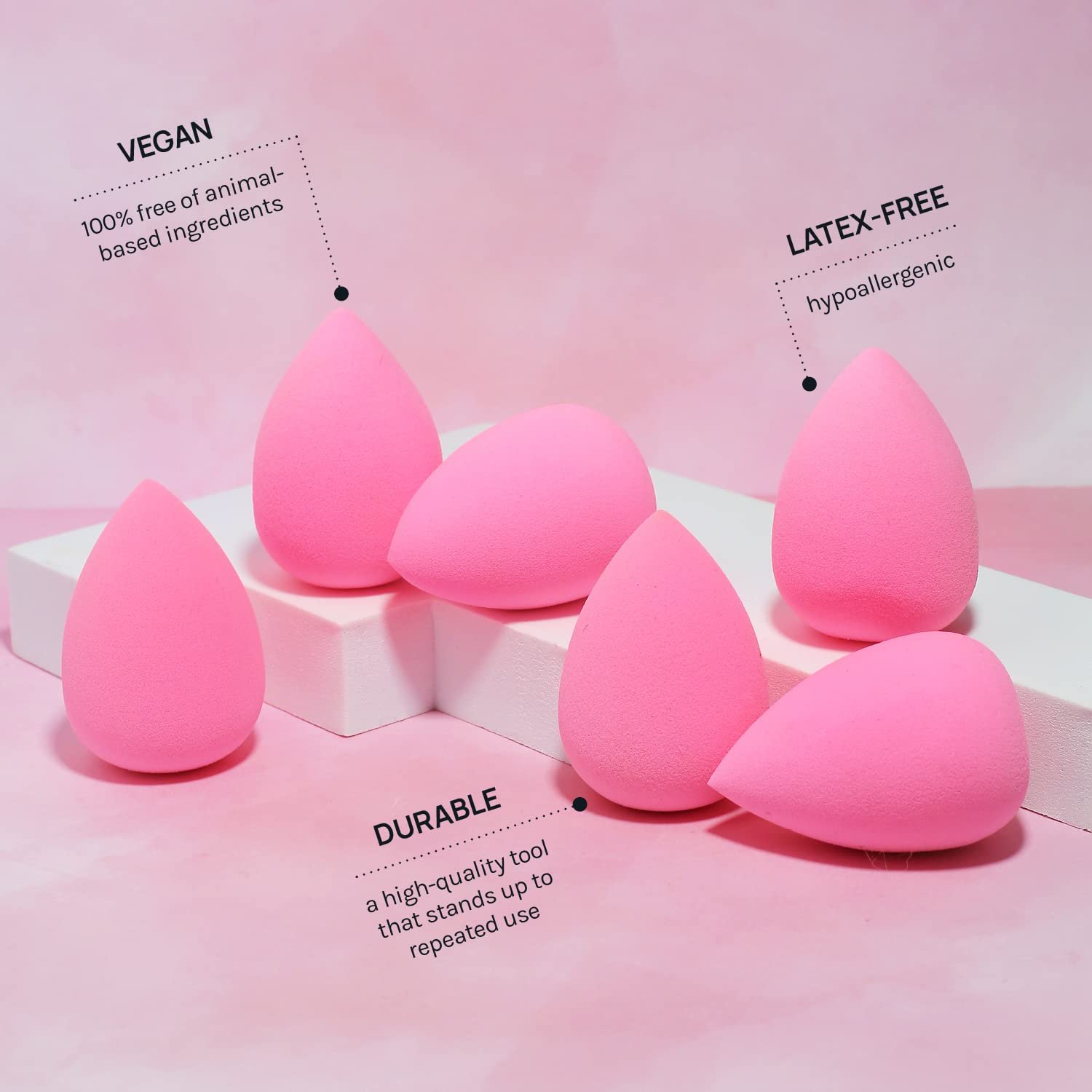 AOA Studio Collection Makeup Sponge Set Makeup Blender Latex Free and High-definition Super Soft Set of 6 Makeup Blender For Powder Cream and Liquid, Beauty Cosmetic Beveled Shape (Pink) - Image 8