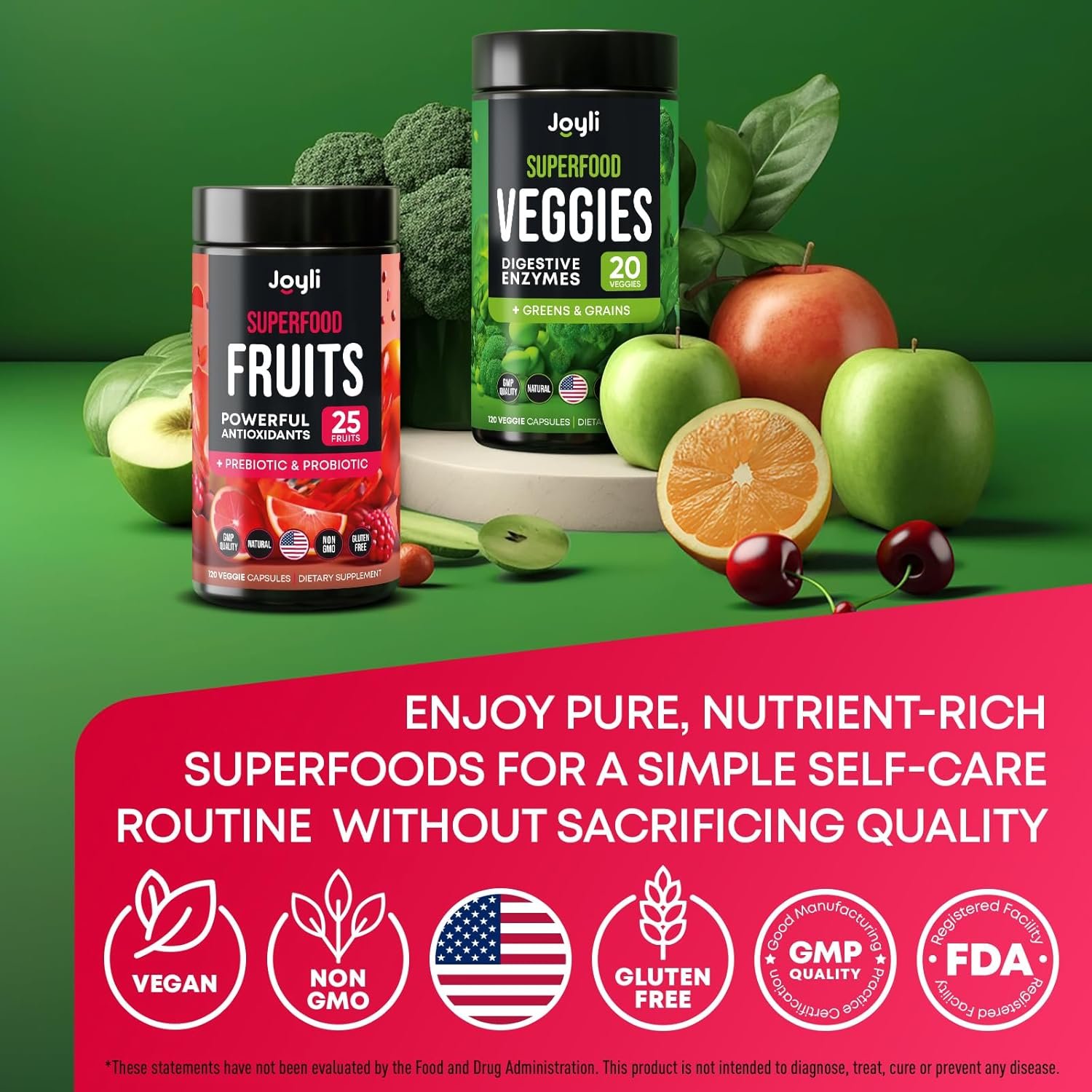 Fruits and Veggies Supplement - High Fiber Supplement for Immunity, Gut & Energy - Super Reds & Super Greens Supplements with Marshmallow Root - 240 Reds and Super Greens Powder Superfood Capsules - Image 6