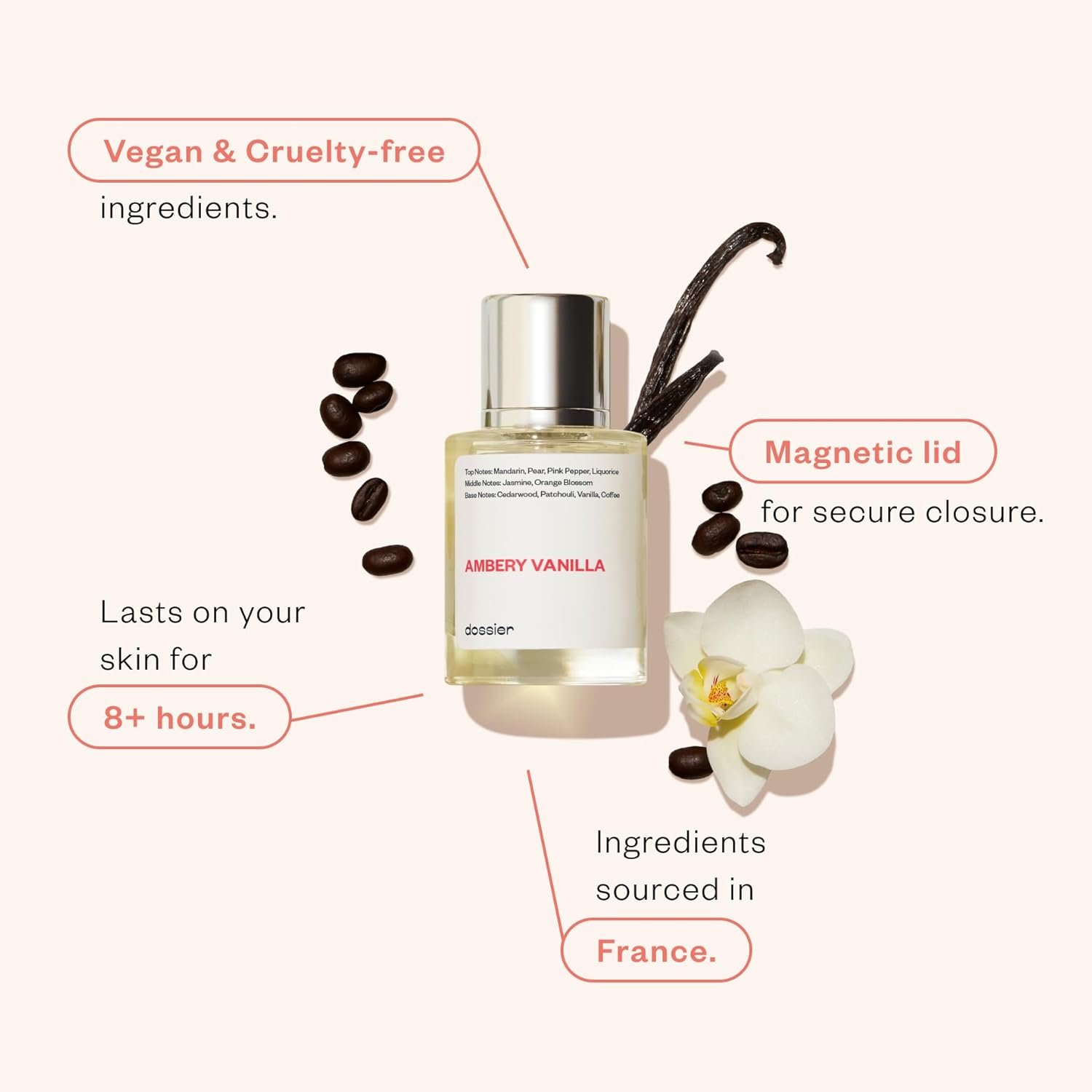 Dossier - Ambery Vanilla 1.7Oz (50ml) - Eau de Parfum - Inspired by Y S.L's B.lack O.pium - Long-lasting Fragrance - Feminine - Image 2