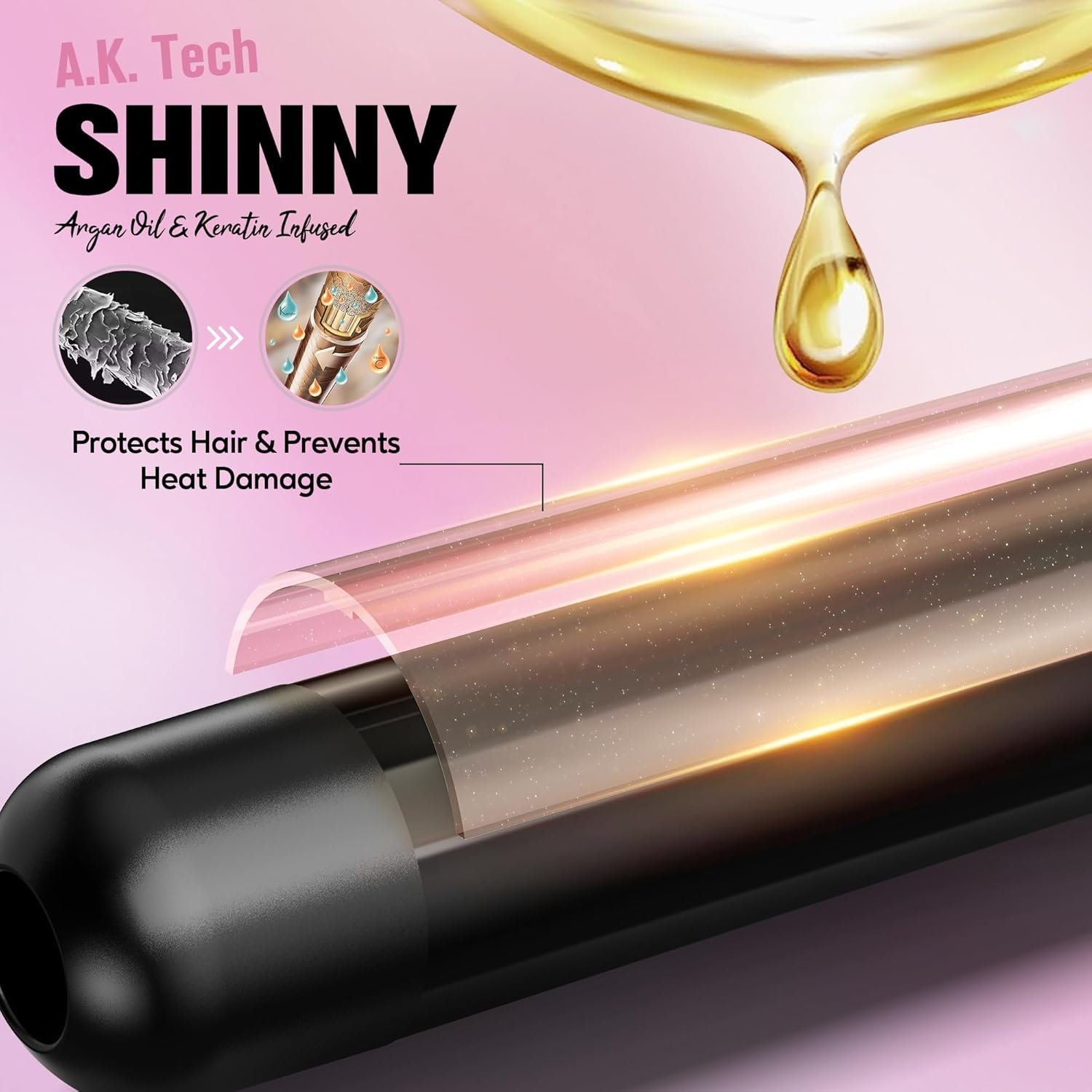 Farery 1.5 inch Curling Iron For Long Hair, Lightweight Long Barrel Curling Iron 1 1/2 Inch, Ceramic Curling Wand Infused Argan Oil & Keratin for Bouncy Curls, 9 Temp Digital Display & Lock Key, Glove - Image 4