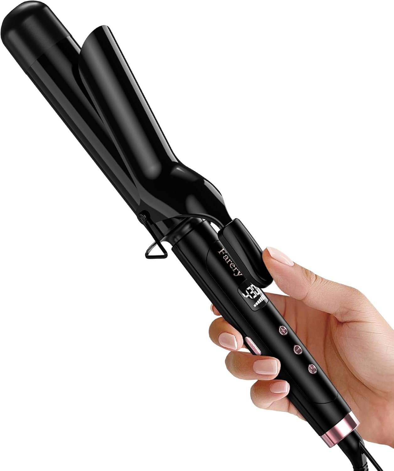 Farery 1.5 inch Curling Iron For Long Hair, Lightweight Long Barrel Curling Iron 1 1/2 Inch, Ceramic Curling Wand Infused Argan Oil & Keratin for Bouncy Curls, 9 Temp Digital Display & Lock Key, Glove - Image 8