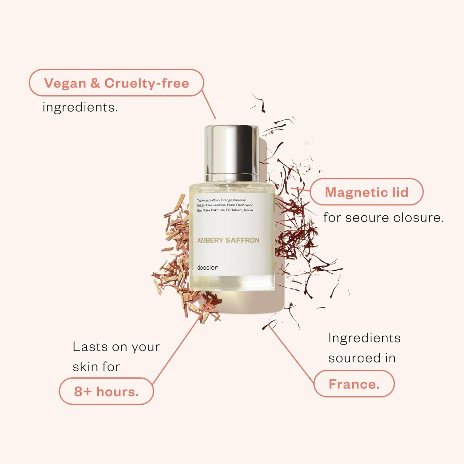 Dossier - Ambery Saffron 1.7 Fl Oz (50ml) - Eau de Parfum - Inspired by B.accarat R.ouge 540 - Vegan, Unisex Perfume Spray - Image 2