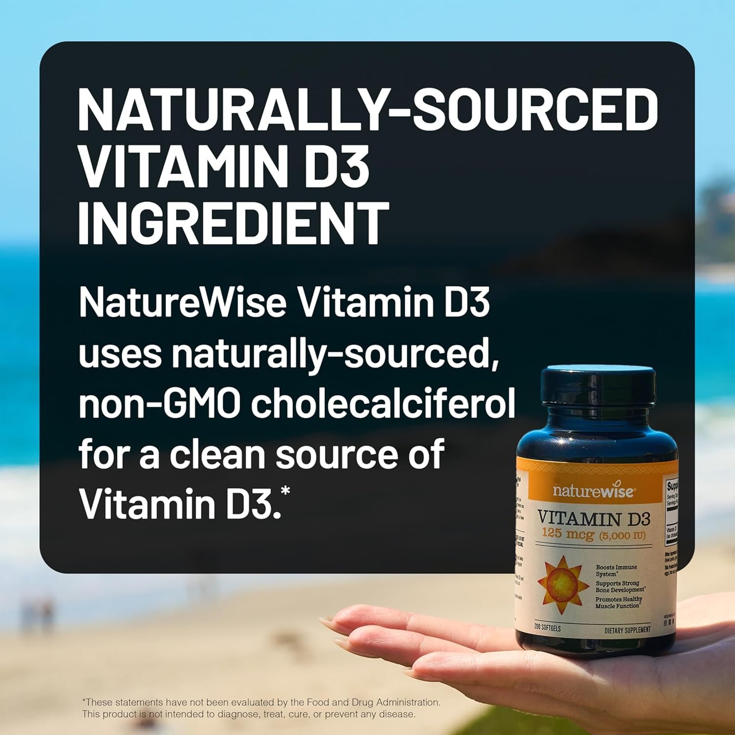 NatureWise Vitamin D3 5000iu (125 mcg) 200-Day Supply for Immune Support, Healthy Muscle Function, and Bone Health - Non-GMO, Gluten Free in Organic Extra Virgin Olive Oil, (Mini Softgel), 200 Count - Image 3
