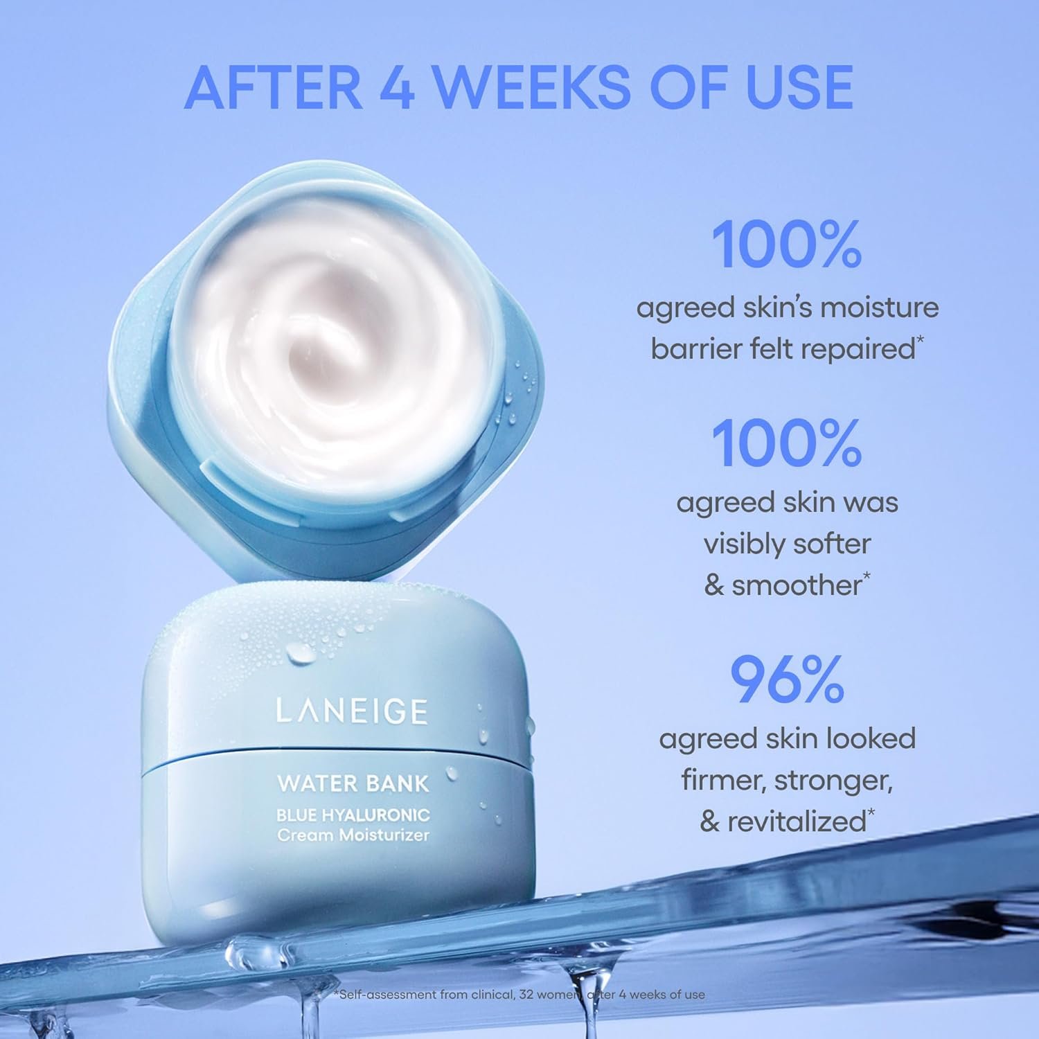 LANEIGE Water Bank Blue Hyaluronic Cream Moisturizer: Hydrating Korean Face Cream with Squalane & Ceramide for Skin Barrier Support, Dermatologist-Tested - Image 8