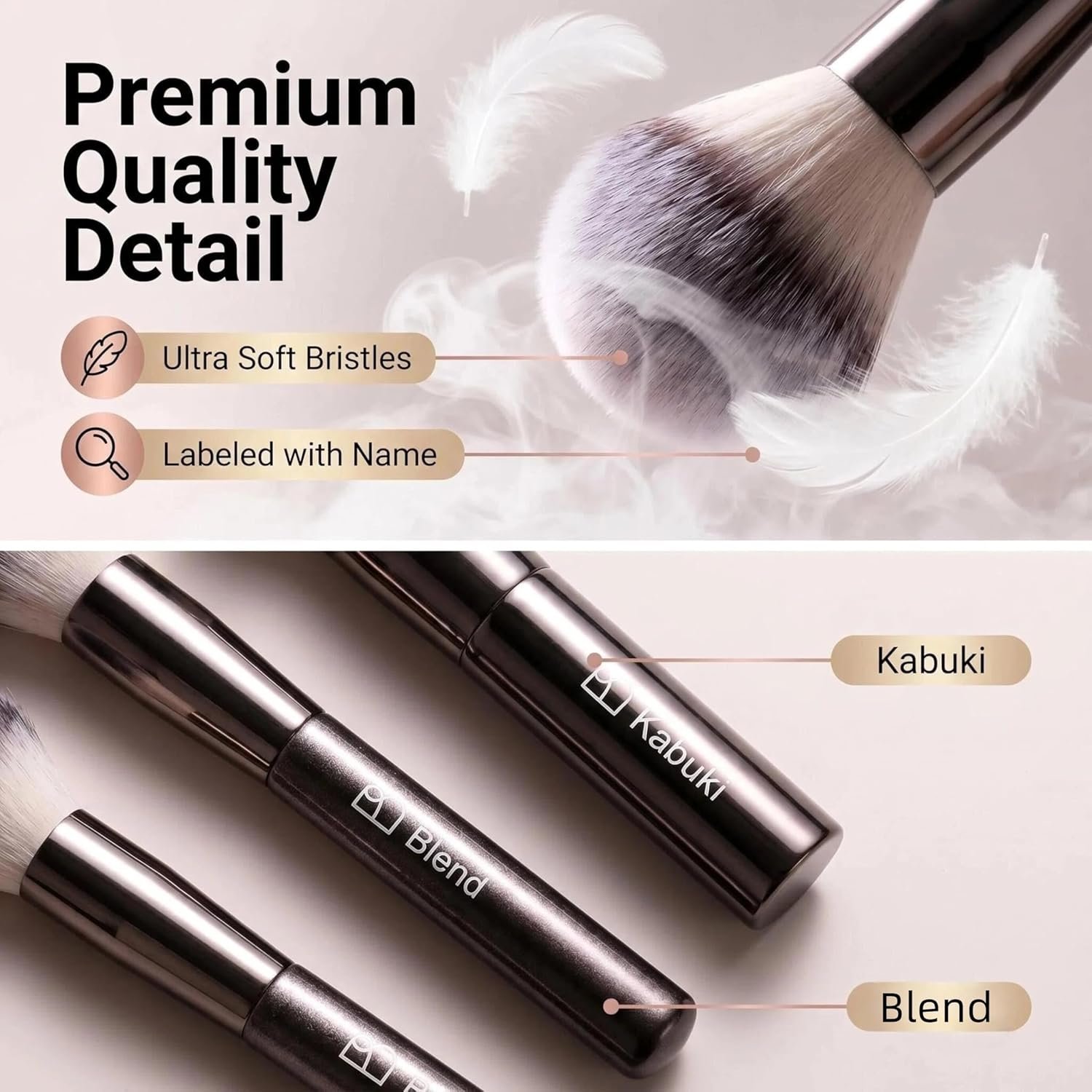 Professional Makeup Brushes BS-MALL with Travel Case, Premium Synthetic Foundation Brushes, Concealer Blush Eyeshadow Brush Kit, Labeled for Beginners & Pro, Ideal for Daily Makeup & Gift - Image 5
