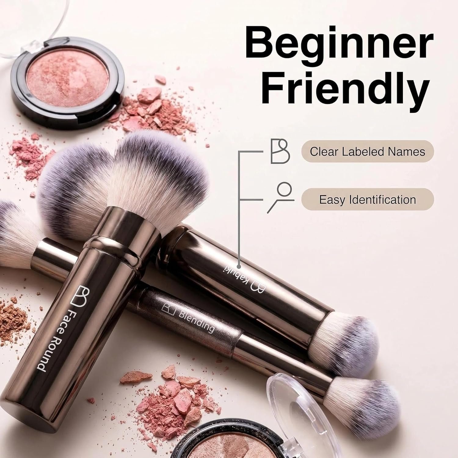 Professional Makeup Brushes BS-MALL with Travel Case, Premium Synthetic Foundation Brushes, Concealer Blush Eyeshadow Brush Kit, Labeled for Beginners & Pro, Ideal for Daily Makeup & Gift - Image 9