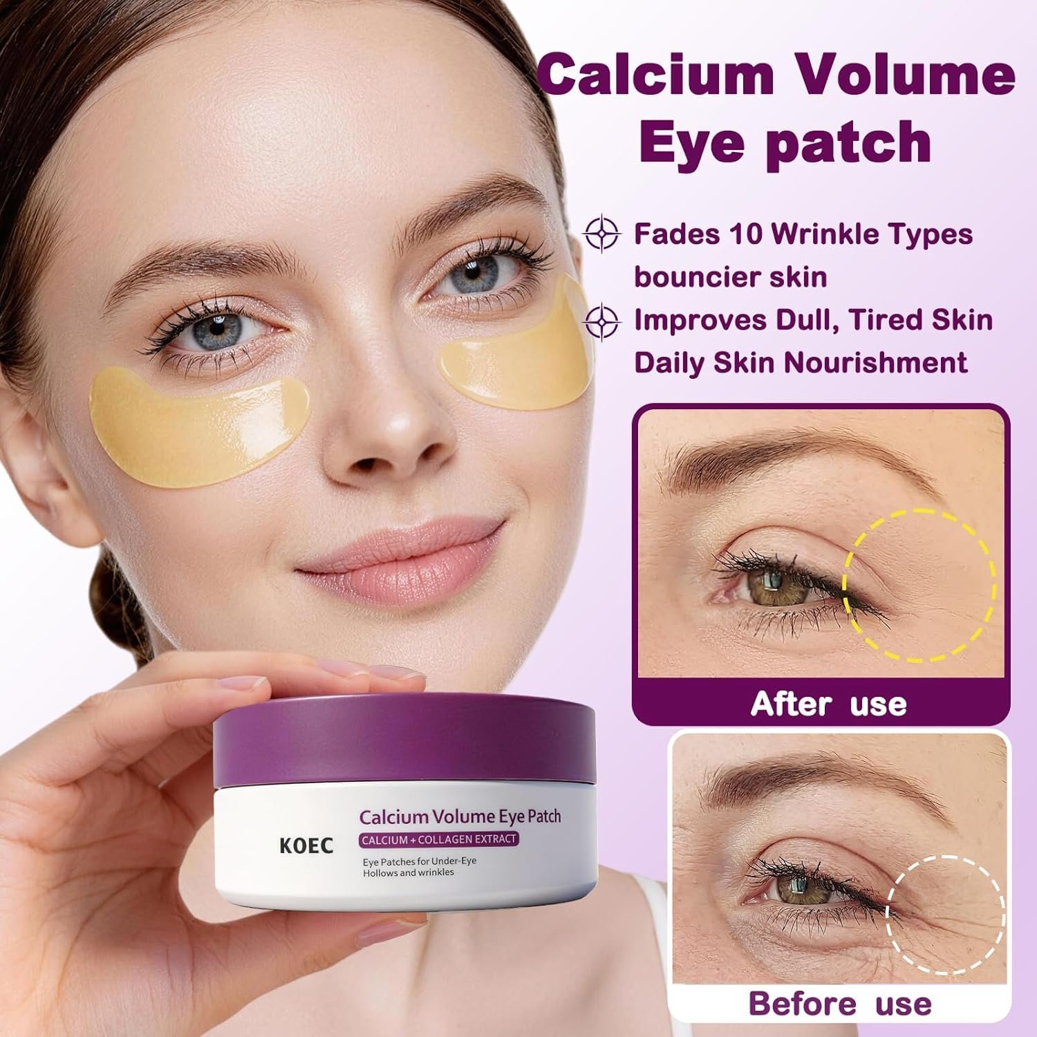 Calcium Volume Multi Balm Stick + Under Eye patch 60ea + Calcium Eye Ceam, Collagen Boosting, Wrinkle Smoothing, Firming & Eye Hollow Plumping Eye Treatment,Hydrating, Anti-Aging & Travel Friendly - Image 3