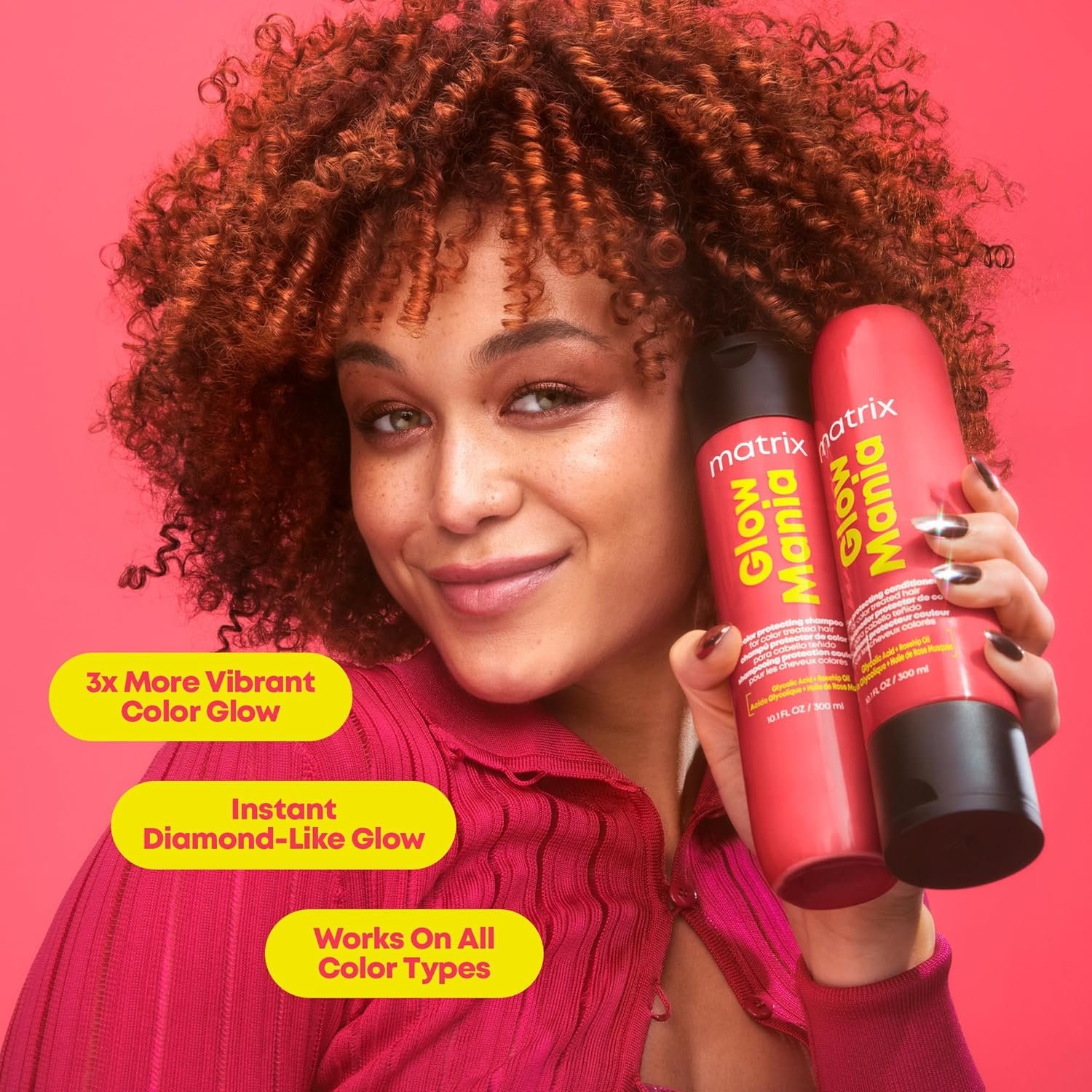 MATRIX Glow Mania Conditioner - Enhances Shine and Moisturizes, Preserves and Protects Color Vibrancy, For Dull and Color-Treated Hair, Sulfate-Free, With Glycolic Acid & Rosehip Oil - Image 2