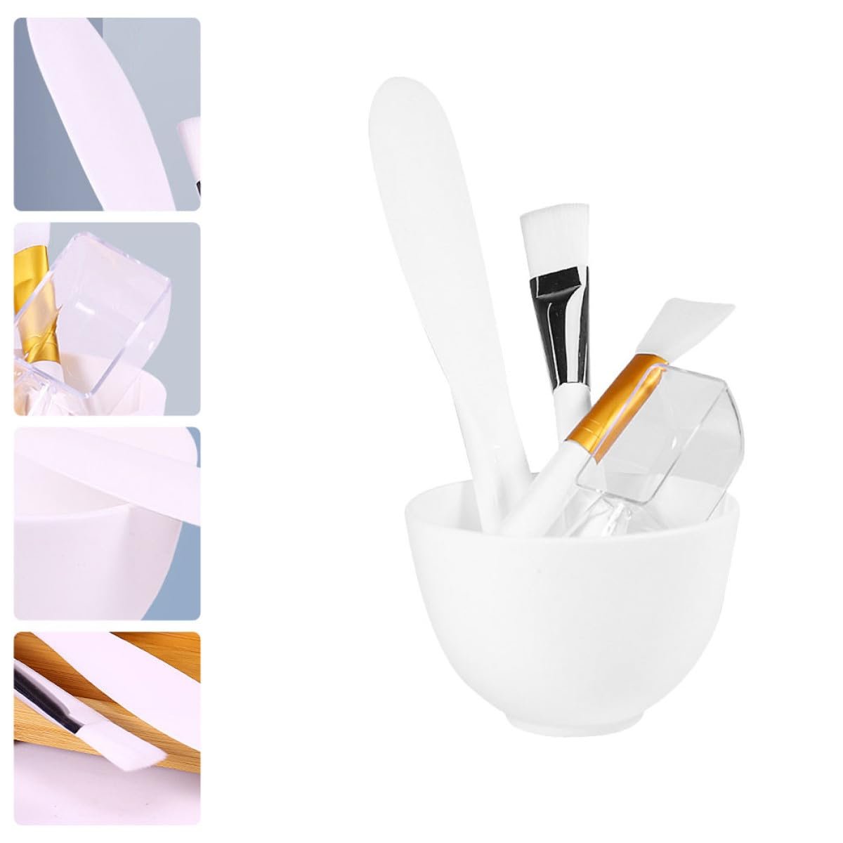 OSALADI DIY Facial Mask Tool Set 5pcs Silicone Mixing Bowl Anti-drop Beauty Salon Bowl with Stirring Rod, Silicone Brush, Soft Bristle Brush, and Measuring Spoon for Skincare Treatment - Image 8