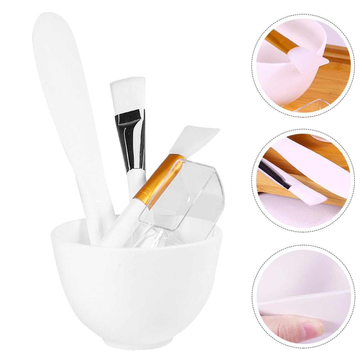 OSALADI DIY Facial Mask Tool Set 5pcs Silicone Mixing Bowl Anti-drop Beauty Salon Bowl with Stirring Rod, Silicone Brush, Soft Bristle Brush, and Measuring Spoon for Skincare Treatment - Image 9
