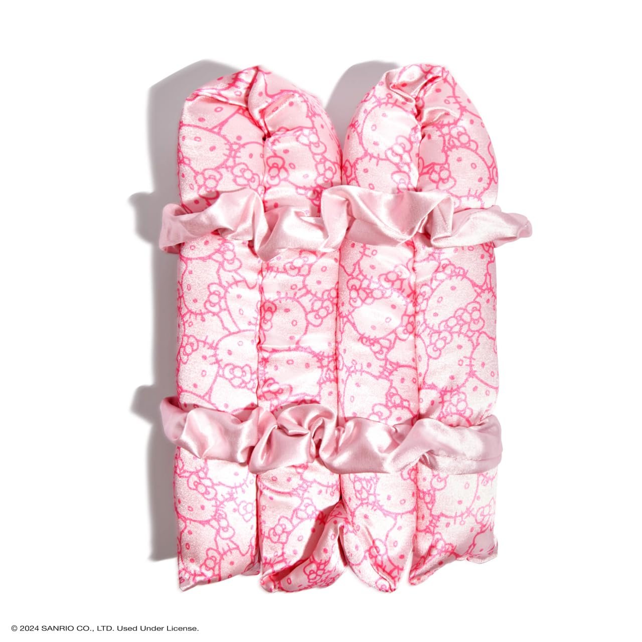Hello Kitty x Kitsch Satin Heatless Curling Set XL (Pink Kitty Faces) & Satin Pillowcase with Zipper King Size 19"x36" (Blush) Bundle - Image 2