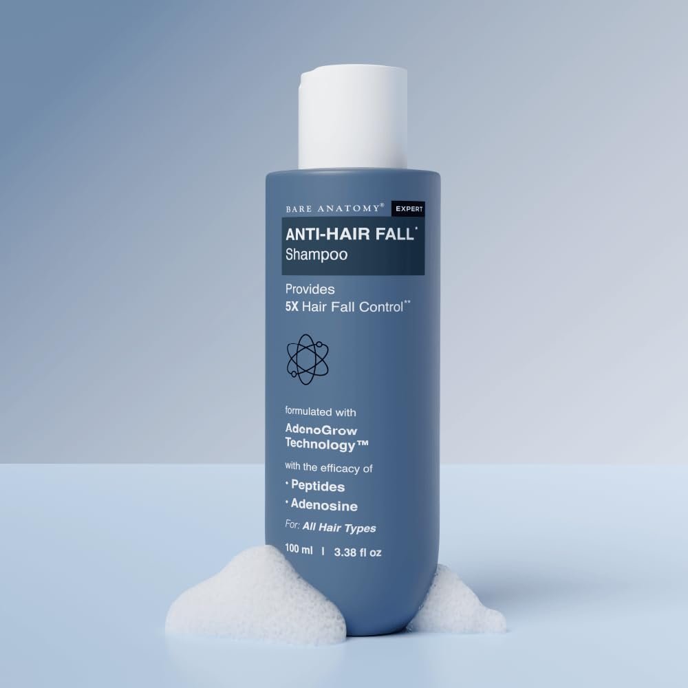 Bare Anatomy Anti-Hair Fall Shampoo | Provides 5x Hair Fall Control | pH 4.6 | Adenosine & Peptides | Strengthens Weak Roots & Reduces Breakage | Sulphate & Paraben Free | Unisex | 100ml - Image 2