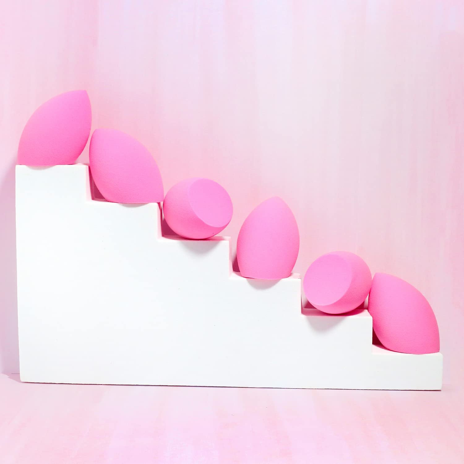 AOA Studio Collection Makeup Sponge Set Makeup Blender Latex Free and High-definition Super Soft Set of 6 Makeup Blender For Powder Cream and Liquid, Beauty Cosmetic Beveled Shape (Pink) - Image 3