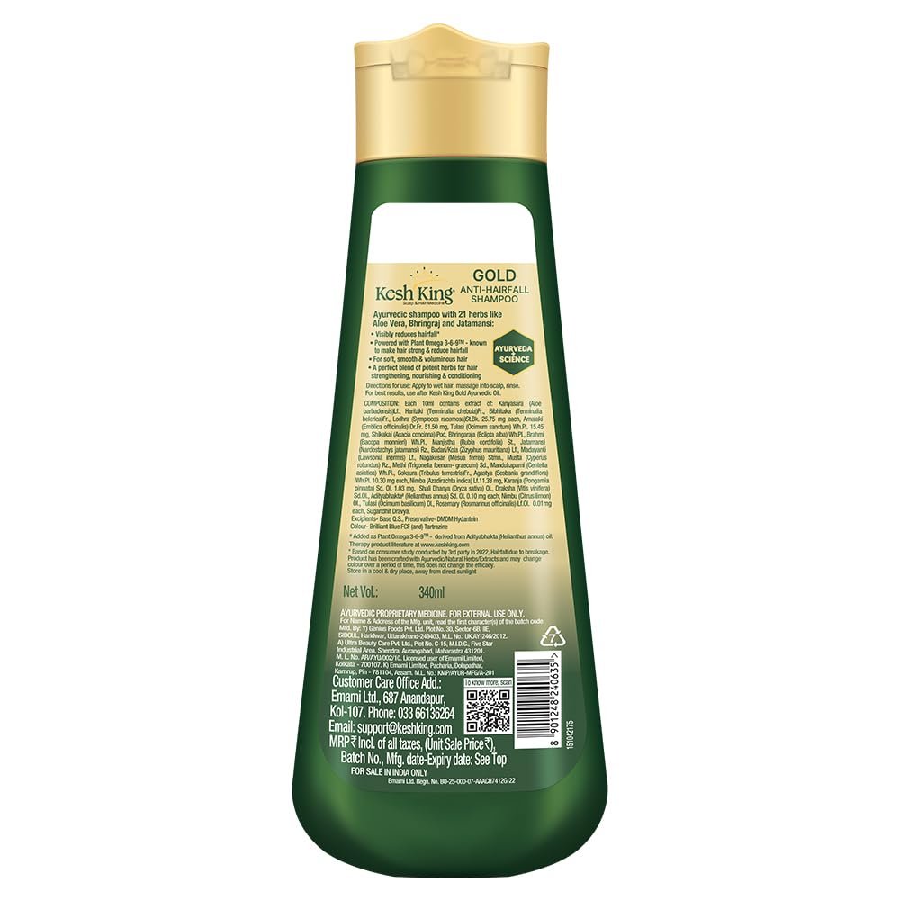 KESH KING Anti Hairfall Shampoo | with Ayurvedic Herbs & Aloe Vera | Provides Healthy Nourished Scalp | for Shiny Smooth Hair | 11.49 Fl Oz/340ml - Image 7