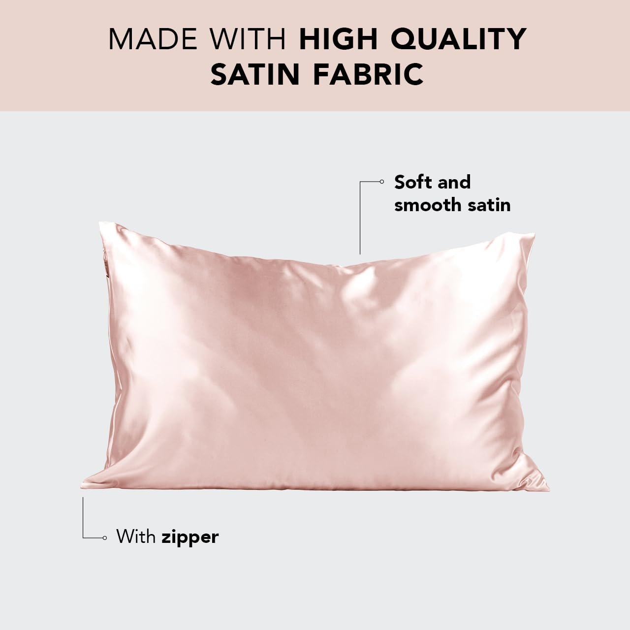 Hello Kitty x Kitsch Satin Heatless Curling Set XL (Pink Kitty Faces) & Satin Pillowcase with Zipper King Size 19"x36" (Blush) Bundle - Image 6