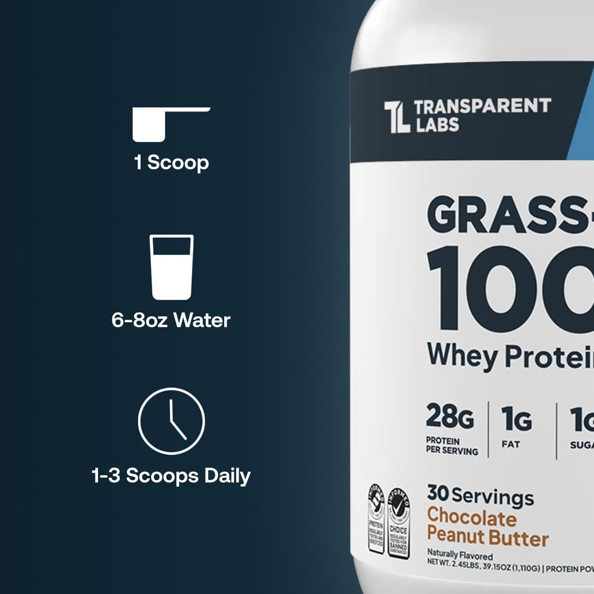 Transparent Labs Grass-Fed Whey Protein Isolate - Naturally Flavored, Gluten Free Whey Protein Powder with 28g of Protein per Serving & 9 Amino Acids - 30 Servings, Milk Chocolate - Image 5