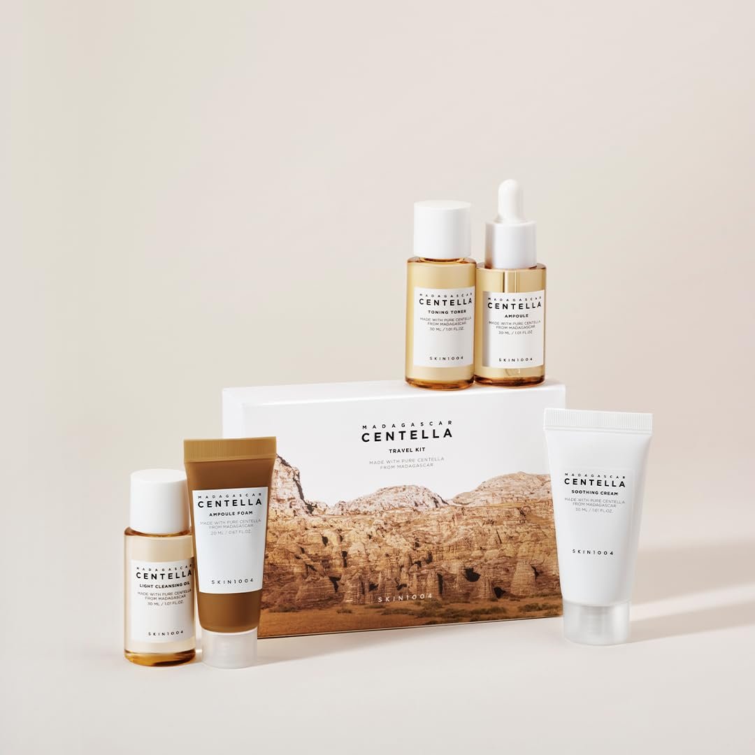 SKIN1004 Madagascar Centella Travel Kit, Toner, Ampoule, Soothing Cream, Cleansing Oil, Ampoule Foam, Basic Skincare Trial Kit Box , Gift Sets for Mom, Women & Mothers Day, Compact Size - Image 8