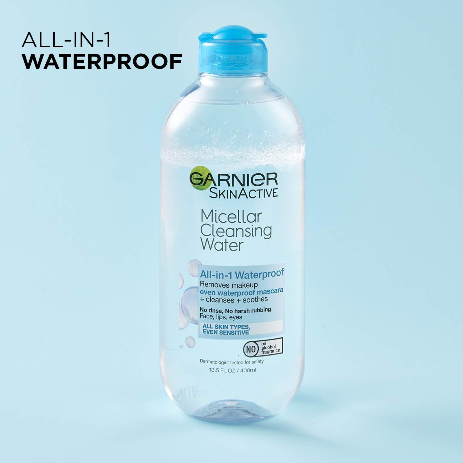 Garnier Micellar Water For Waterproof Makeup, Hydrating Facial Cleanser & Makeup Remover, Suitable for Sensitive Skin, Vegan, Cruelty Free, 13.5 Fl Oz (400mL), 1 Count - Image 8